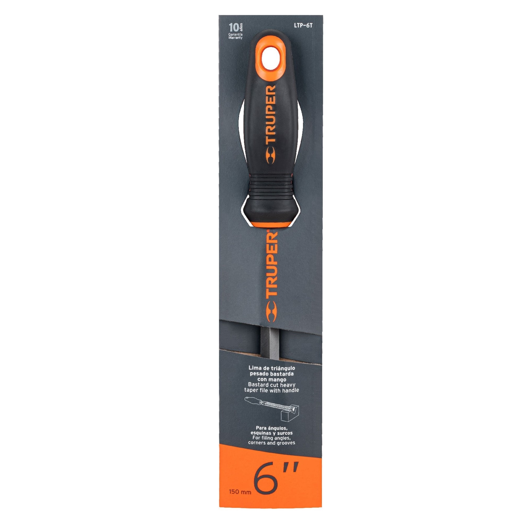 Lima Triangular Pesada Bastarda De 6". Mango Comfort Grip - Imagen 2