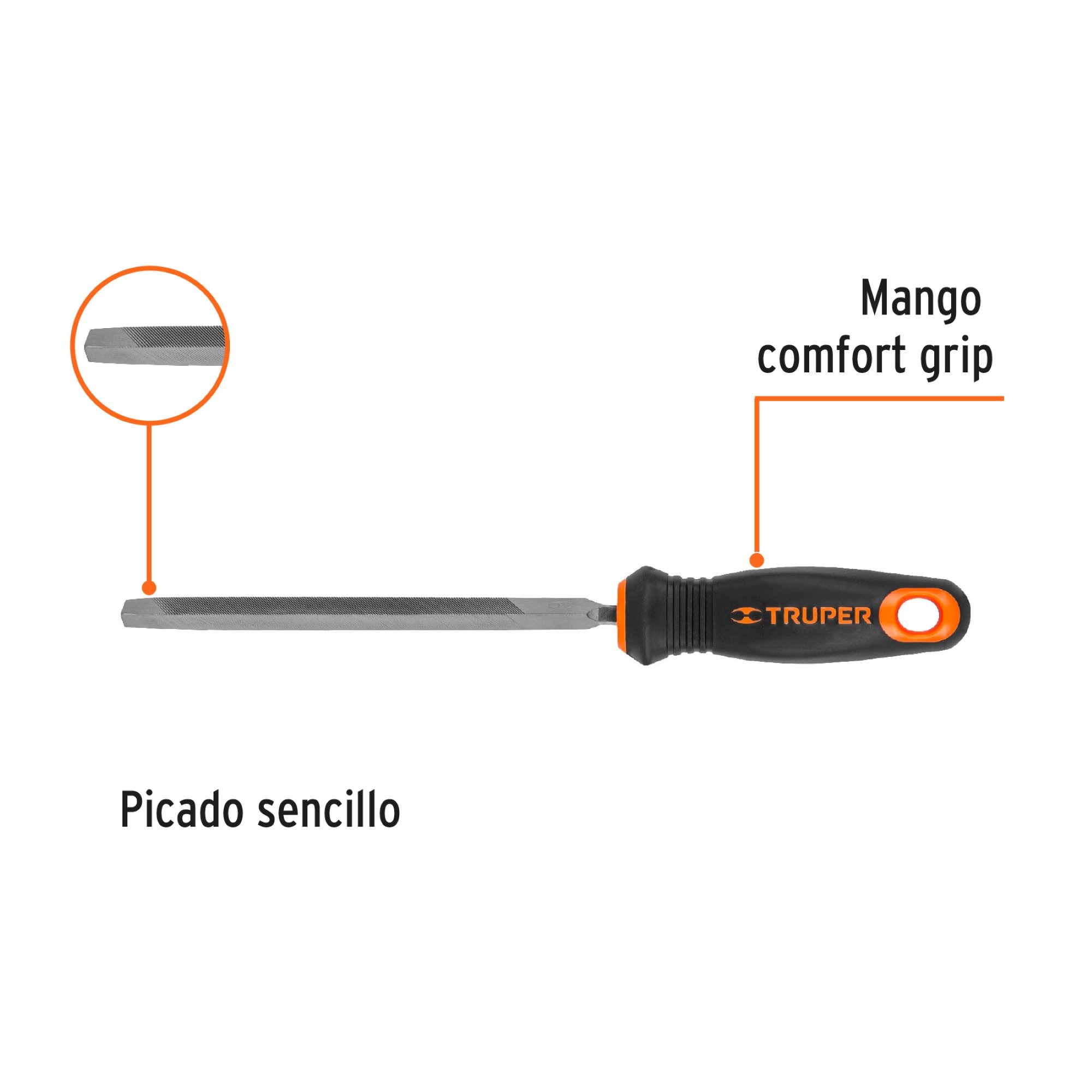 Lima Triangular Pesada Bastarda De 6". Mango Comfort Grip - Imagen 3