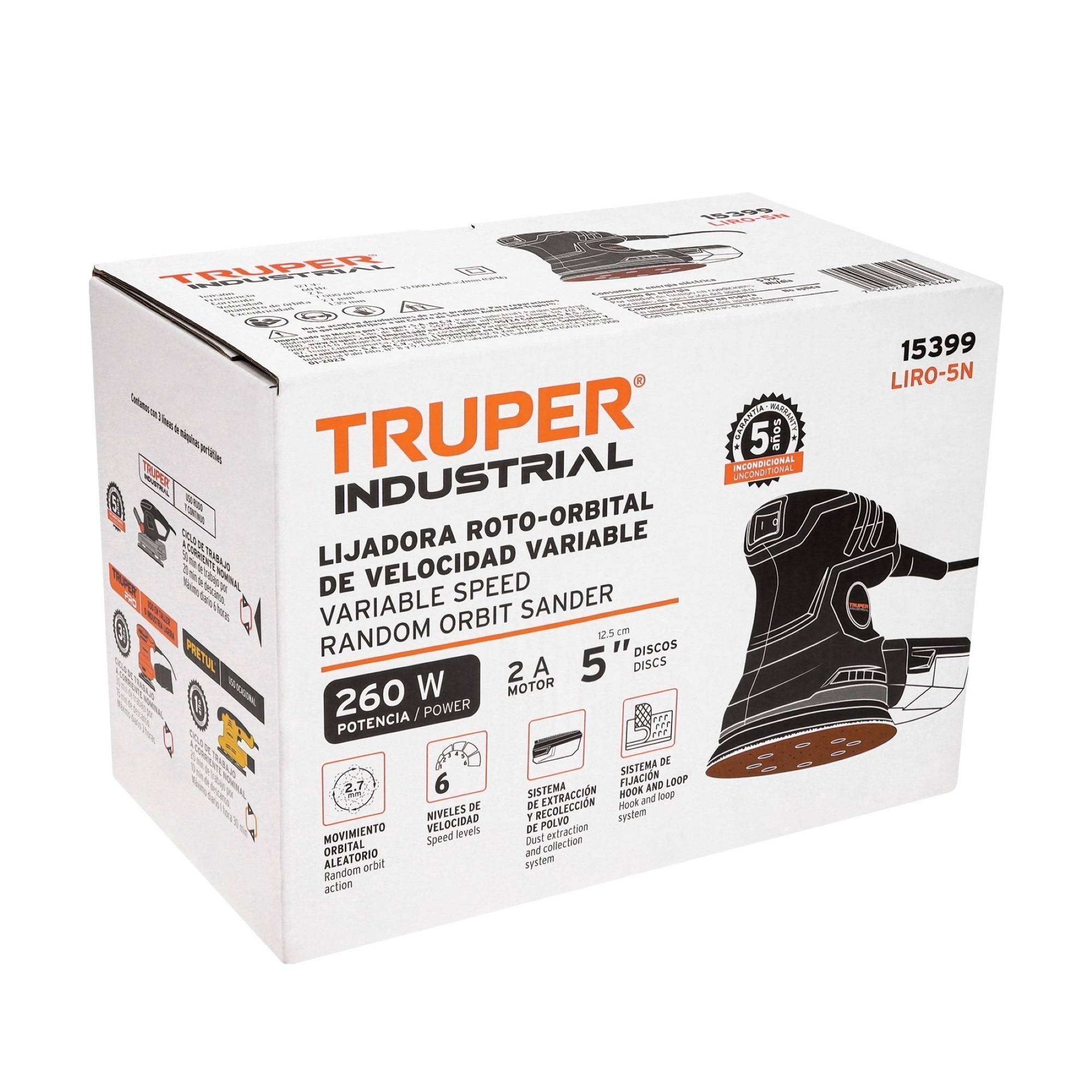 Lijadora Roto Orbital 5" Industrial De 260 W - Imagen 2