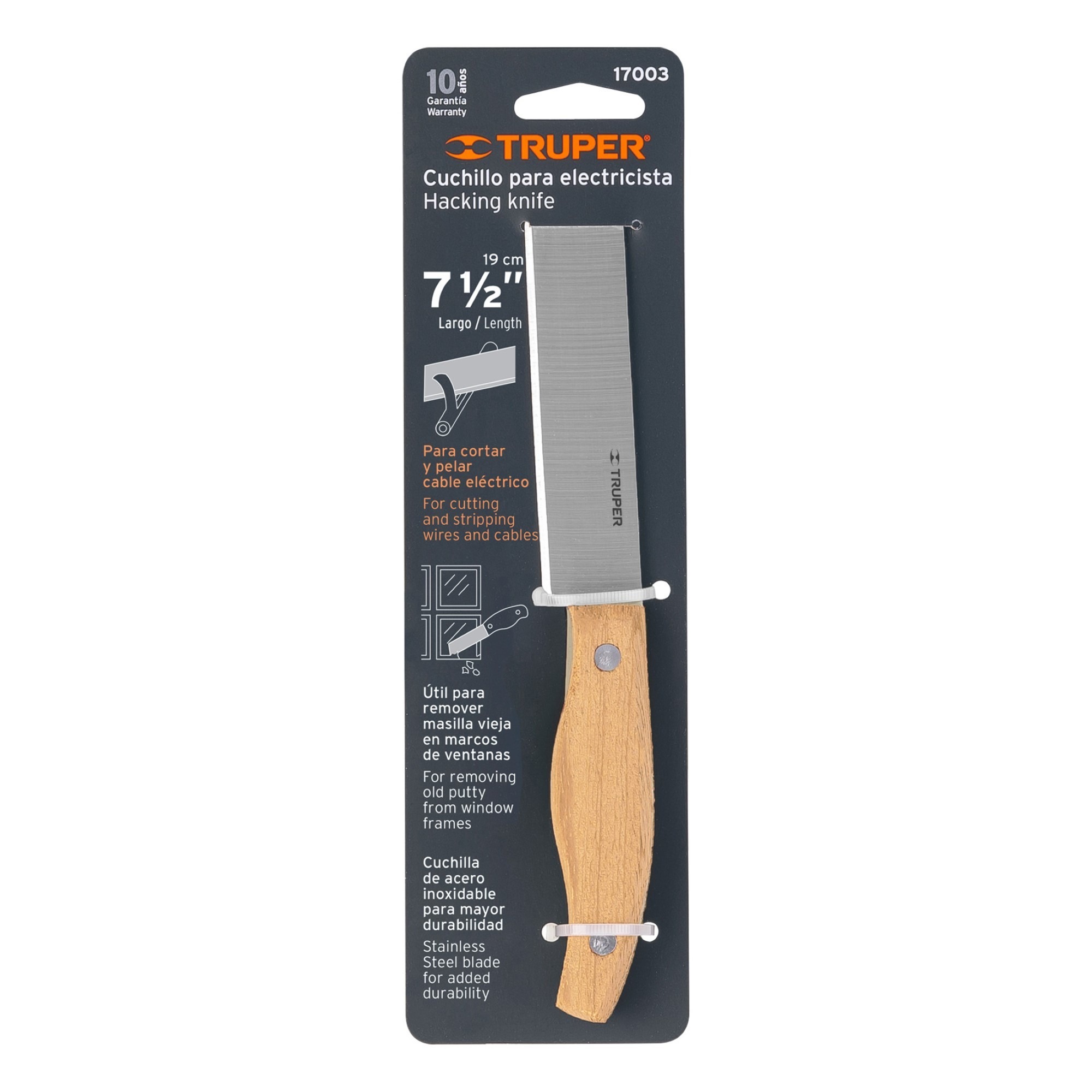 Cuchillo Para Electricista De 19 cm En Acero Inoxidable - Imagen 2