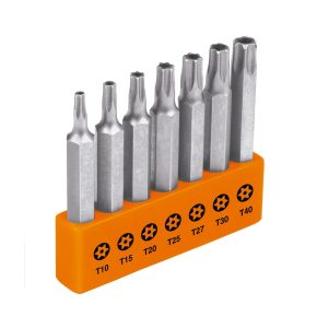 Juego De 7 Puntas Torx Con Pin De Seguridad. Largo De 2"