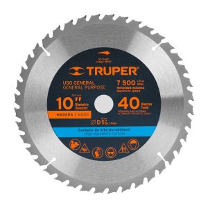 Disco Sierra Para Madera De 10" Centro 1" Y 40 Dientes