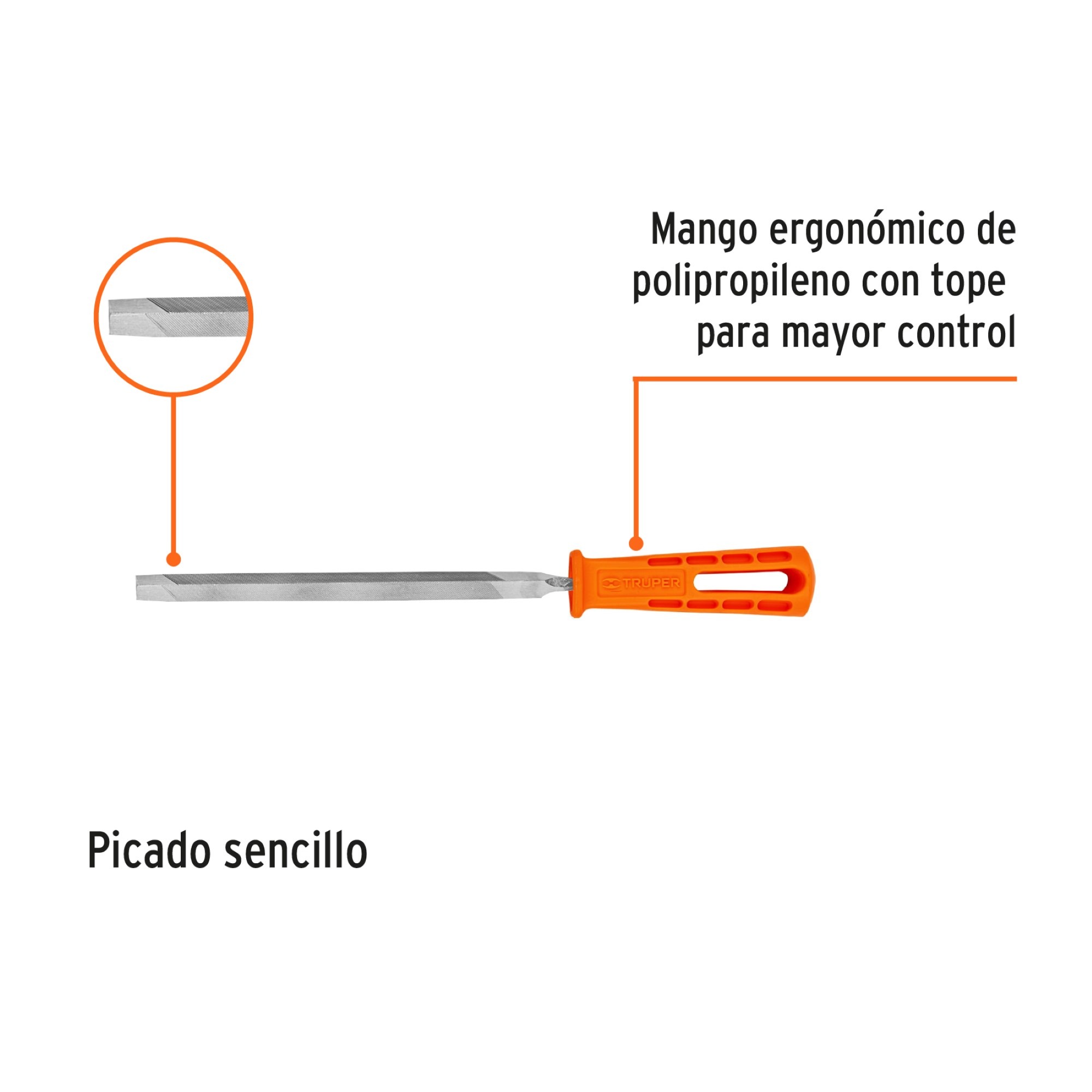 Lima Triangular Pesada Bastarda De 7". Mango Ergonómico - Imagen 3