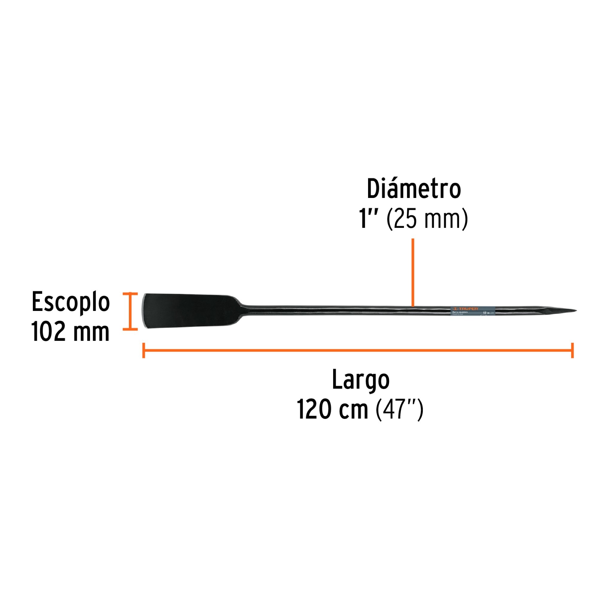 Barra Agrícola De 120 cm En Acero Medio Carbono Peso 5 Kg - Imagen 2