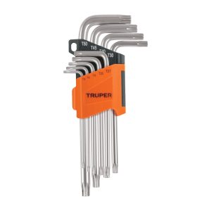Juego De 9 Llaves Torx Largas. Incluye Estuche Organizador