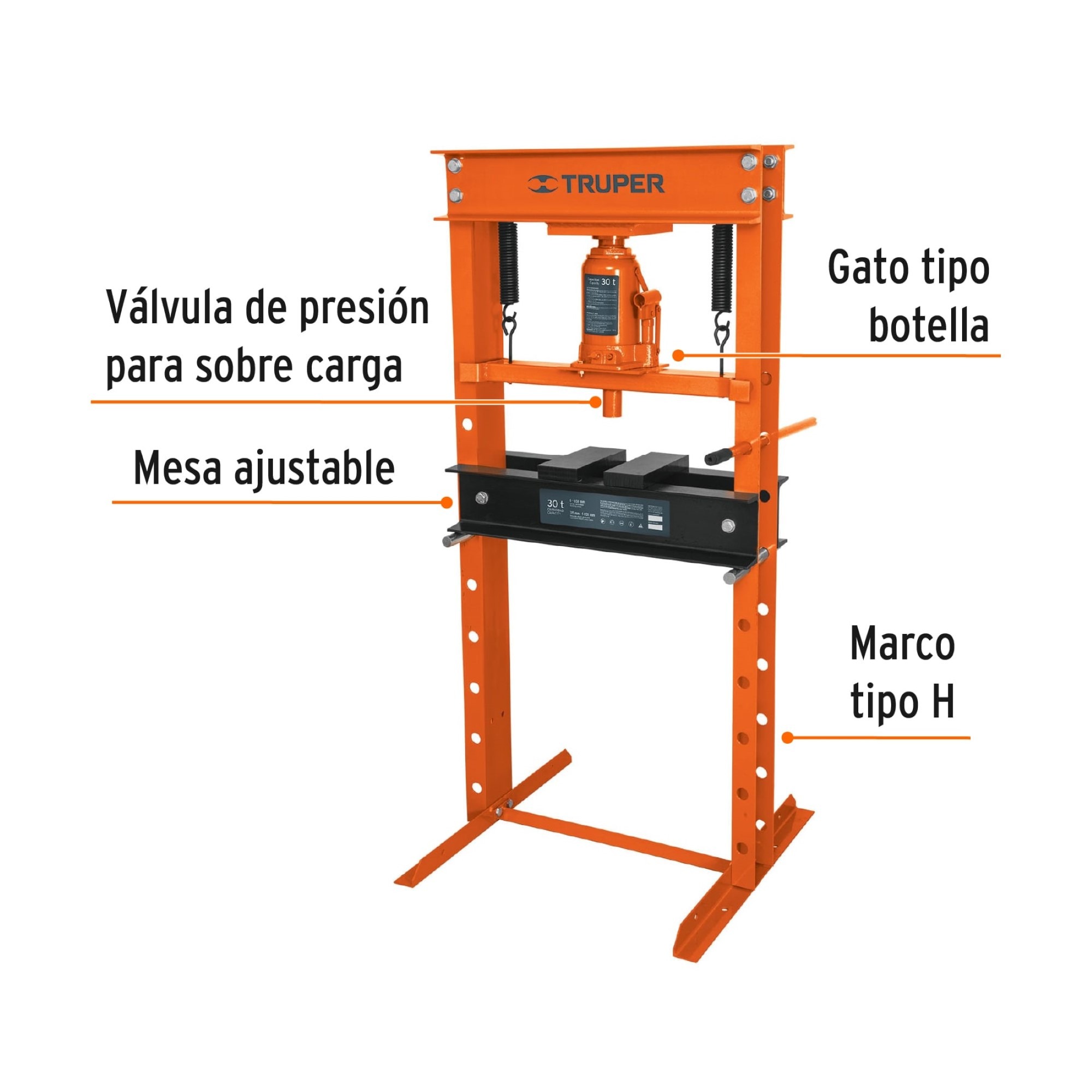 Prensa Hidráulica Tipo H Con Gato Hidráulico Tipo Botella Capacidad 30 T - Imagen 3