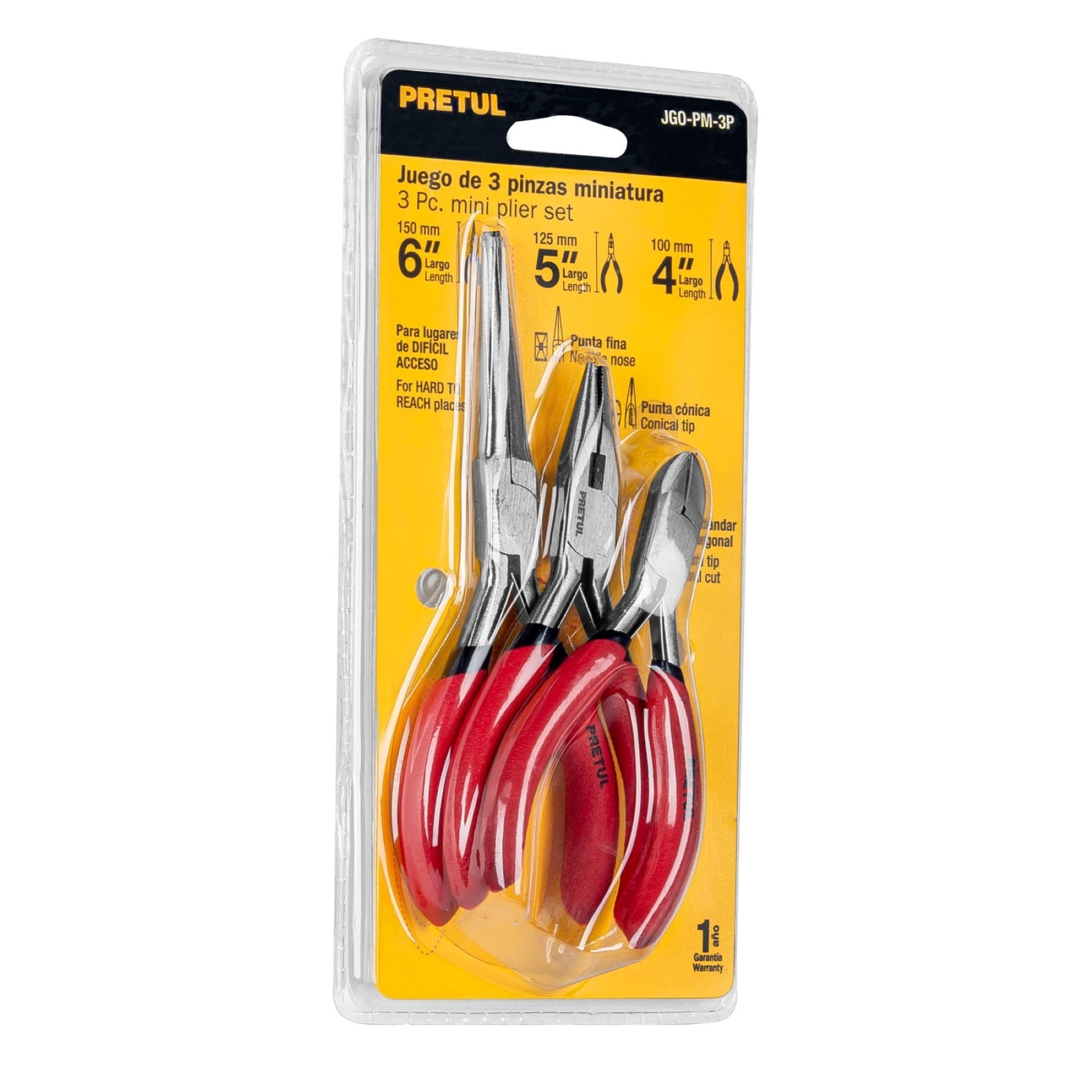 Juego De 3 Alicates De 6" - 5" Y 4" Con Mango De Pvc