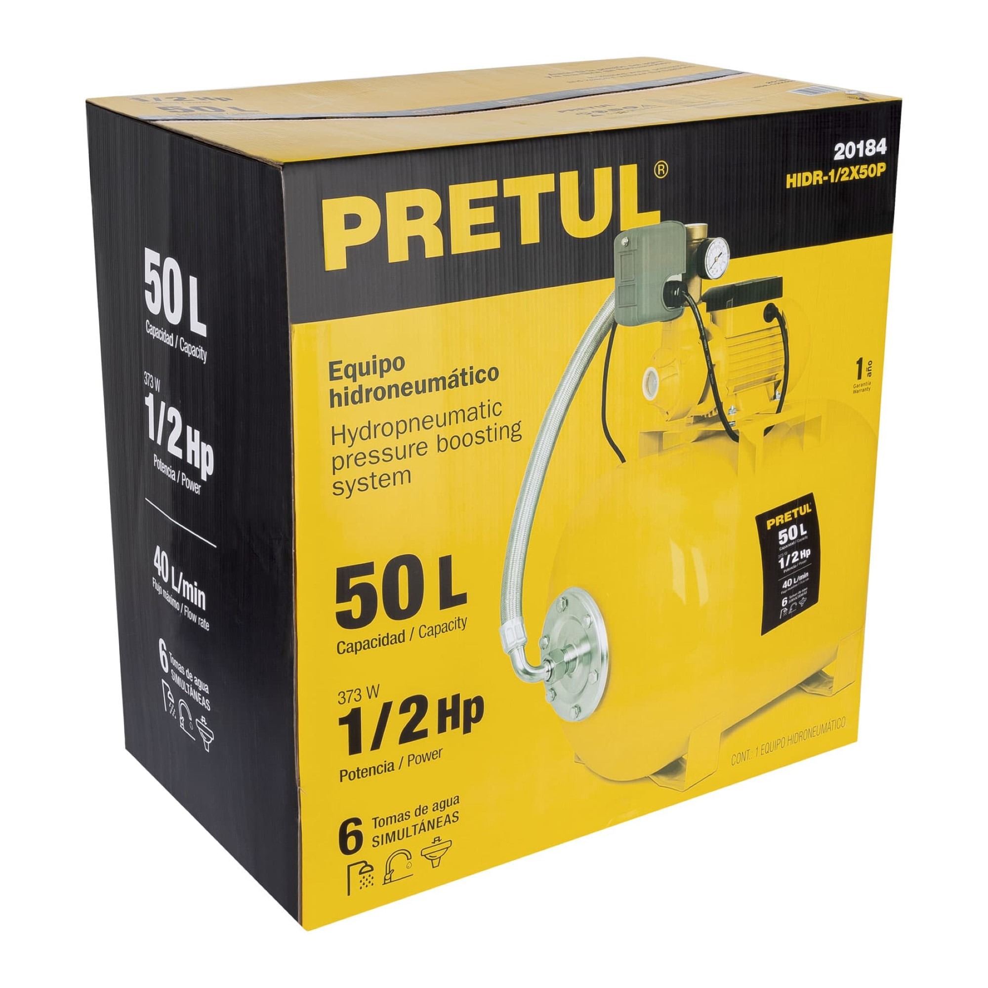 Bomba Hidroneumática Periférica De 1/2 HP Capacidad 50 L - Imagen 2