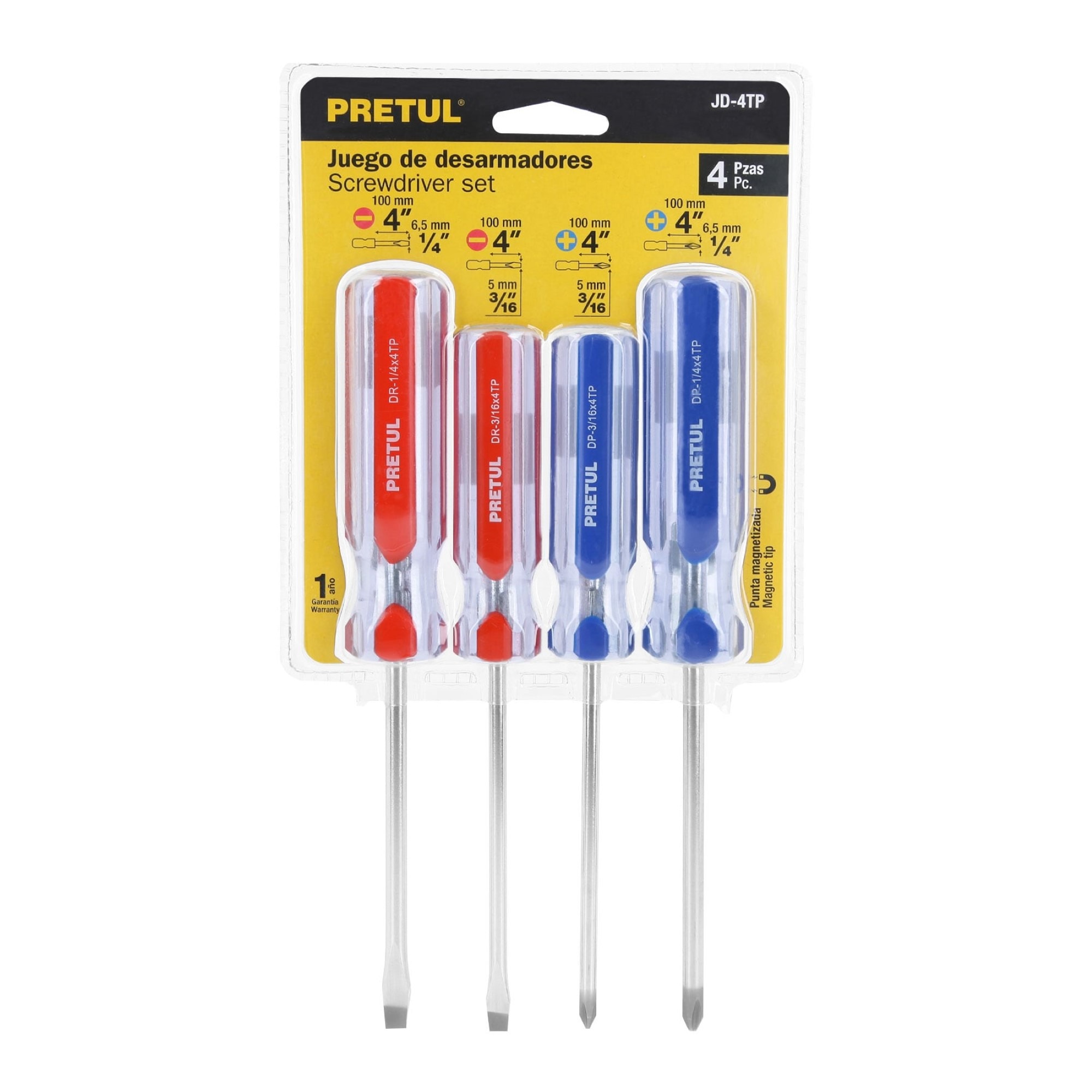 Juego De 4 Destornillares Mango De Pvc Con Puntas Magnéticas - Imagen 2