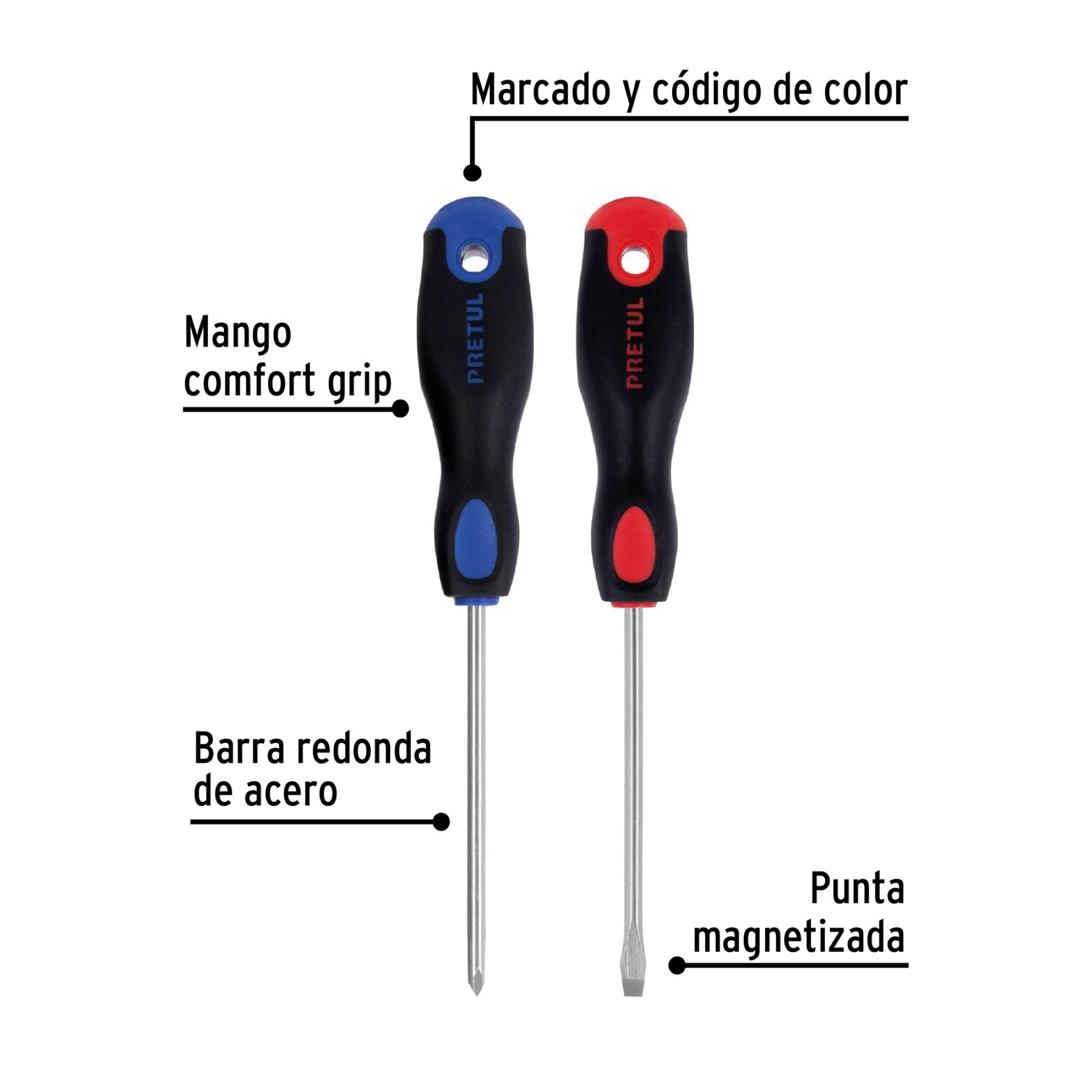 Juego De 2 Destornilladores De 3/16" Mango Comfort Grip - Imagen 3
