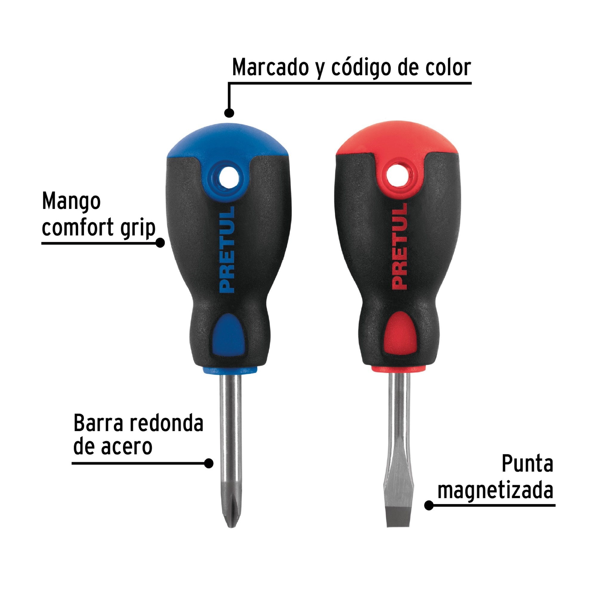 Juego De 2 Mini Destornilladores De 1/4" Mango Comfort Grip - Imagen 3