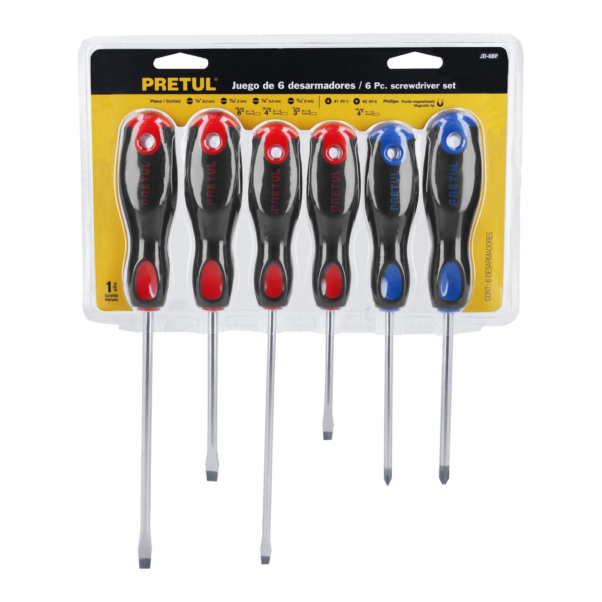 Juego De 6 Destornilladores Comfort Grip Con Puntas Magnéticas - Imagen 2