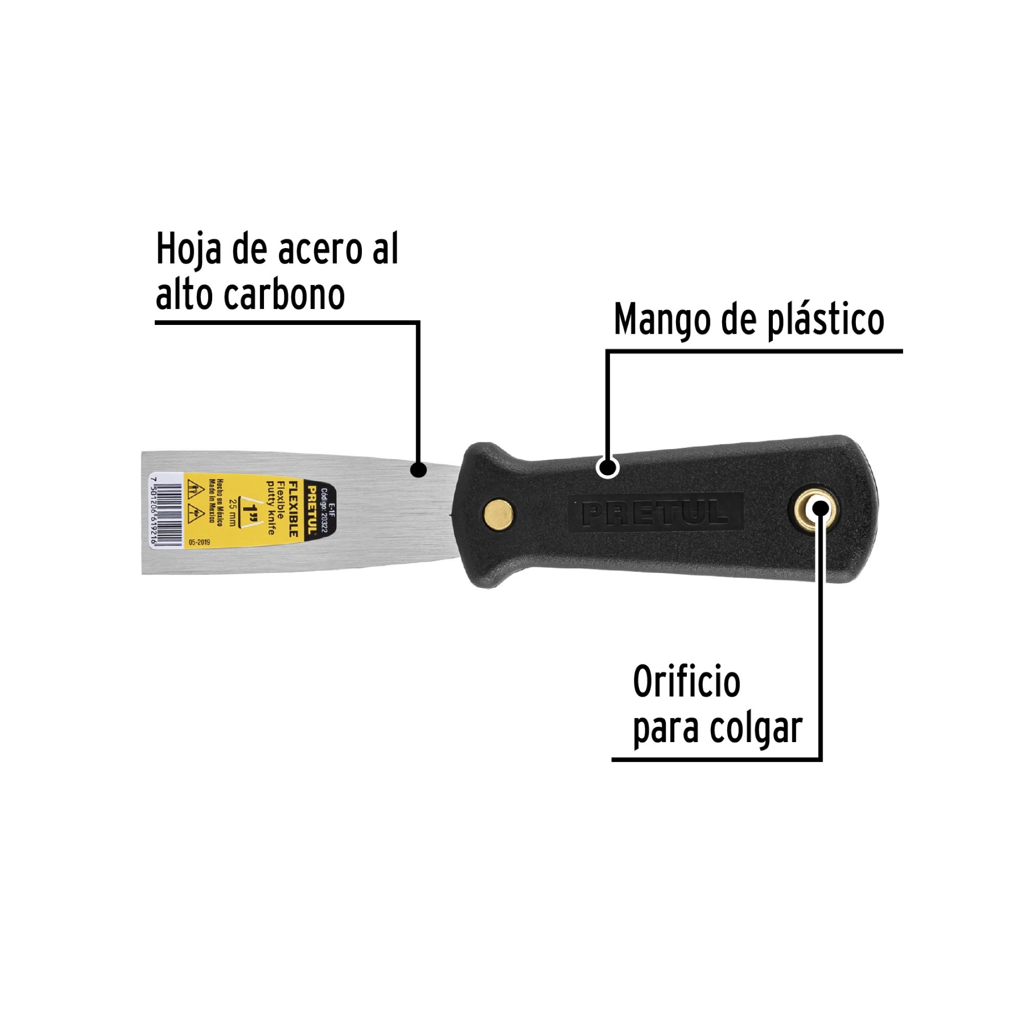 Espátula Flexible De 3 cm Mango De Polipropileno - Imagen 2