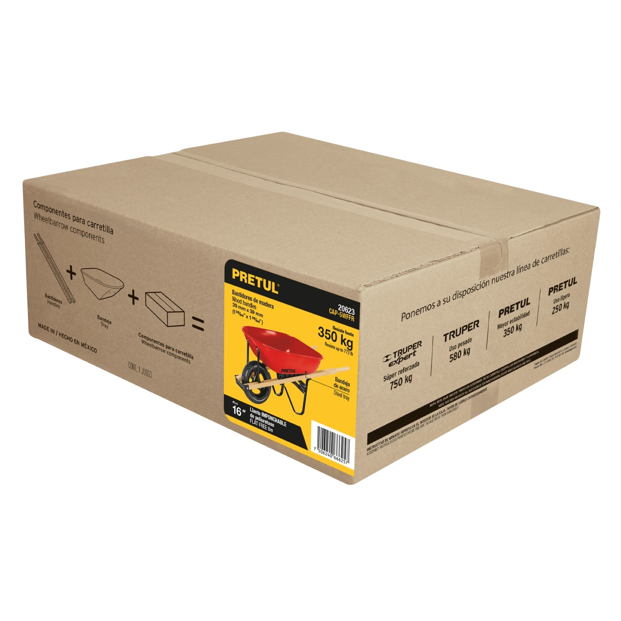 Carretilla Metálica 156L Rueda Antipinchazo Cap Carga 350 kg - Imagen 4