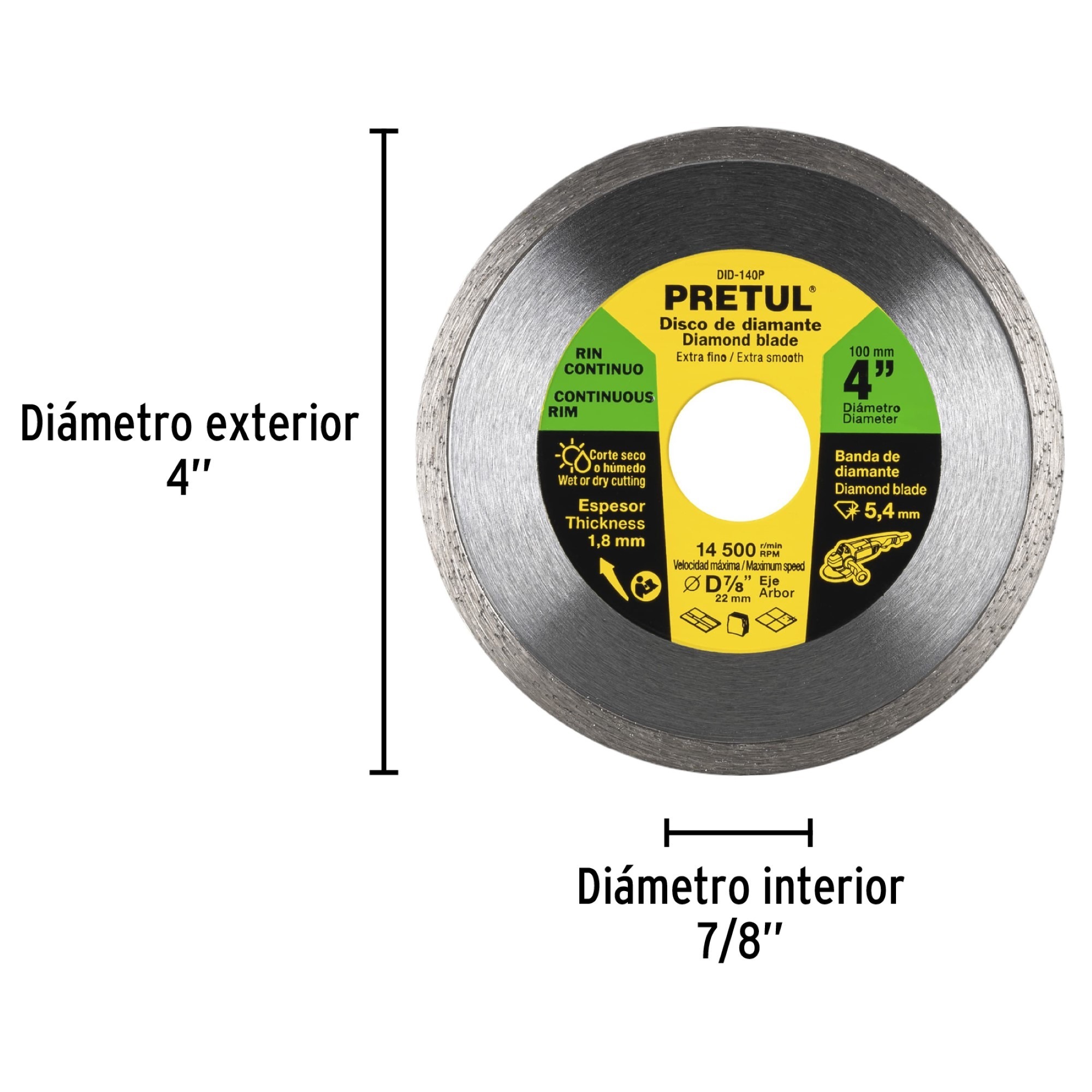Disco De Diamante Rin Continuo Fino De 4". Centro 7/8" - Imagen 3
