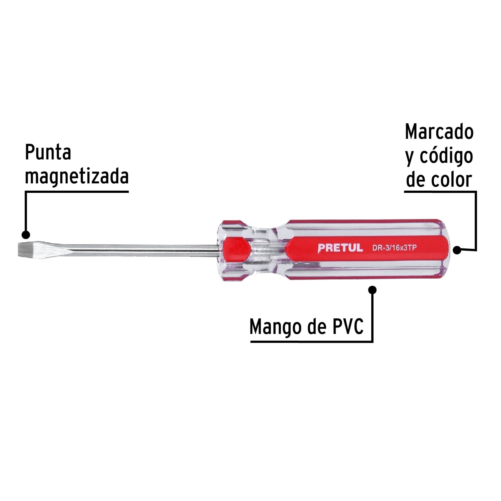 Destornillador De Pala 3/16" X 3" Mango De Pvc - Imagen 3