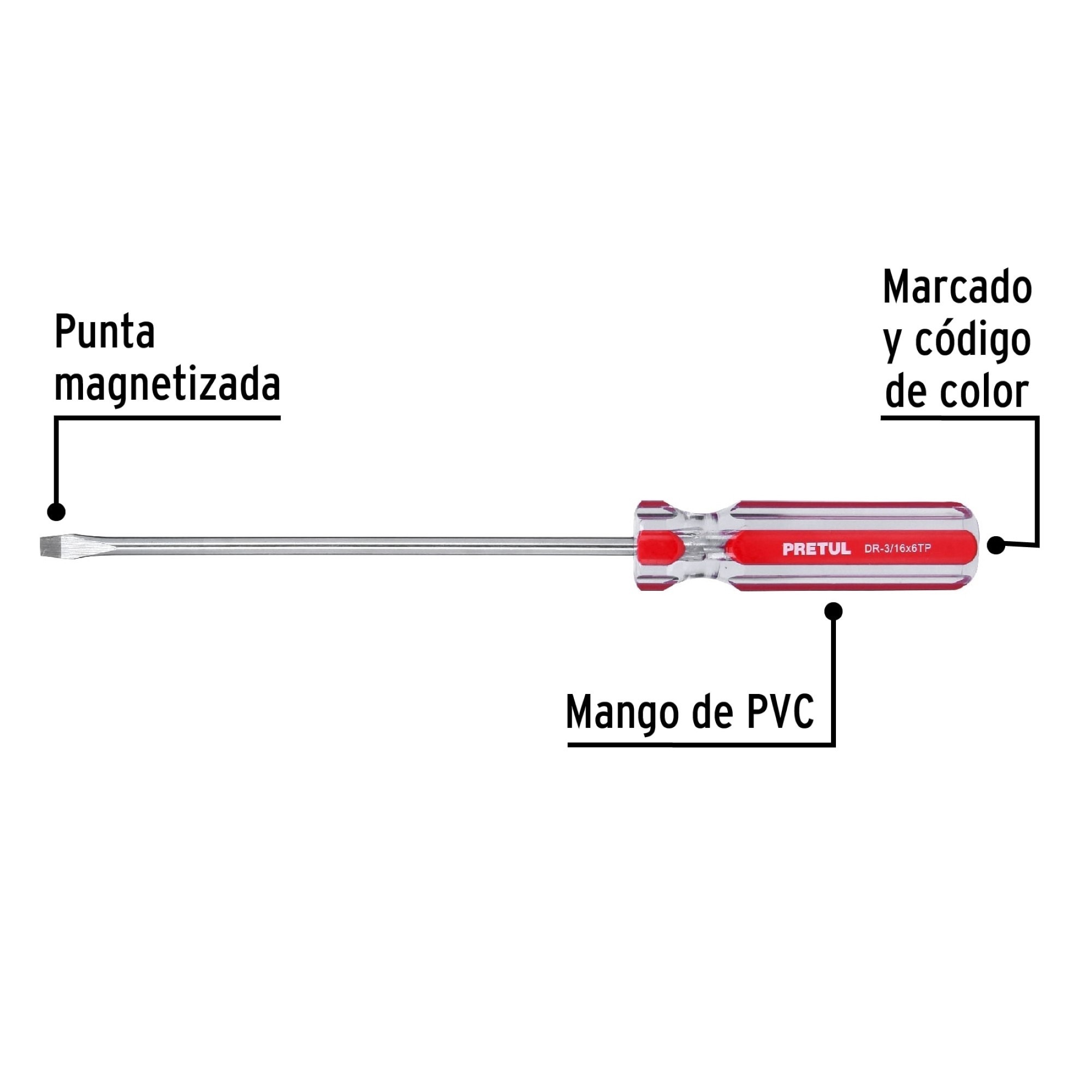 Destornillador De Pala 3/16" X 6" Mango De Pvc - Imagen 4