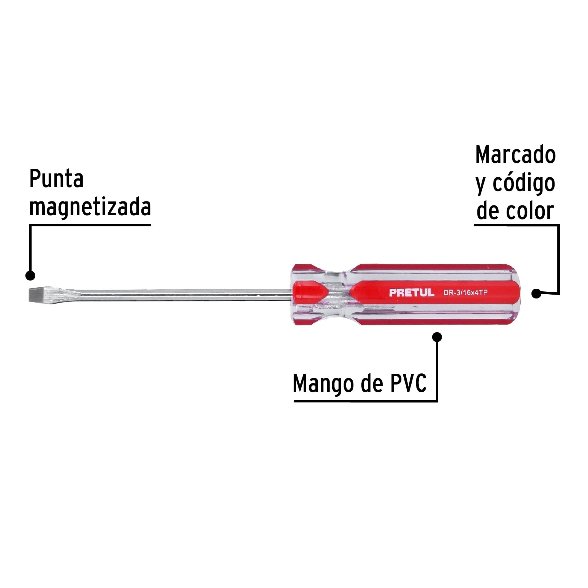 Destornillador De Pala 3/16" X 4" Mango De Pvc - Imagen 3