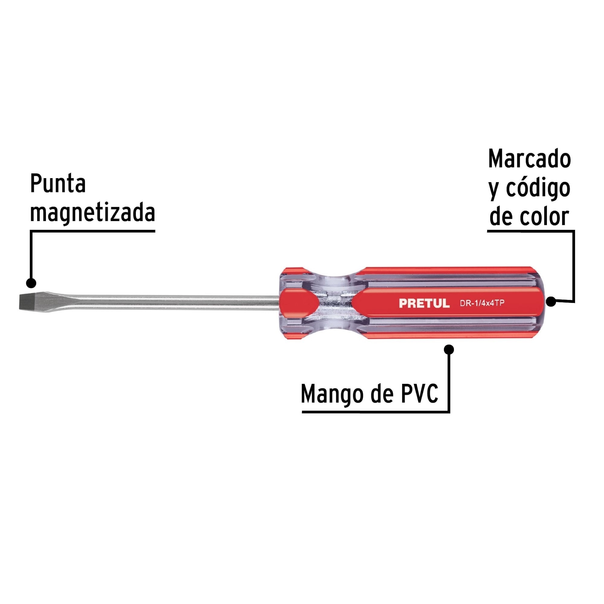 Destornillador De Pala 1/4" X 4" Mango De Pvc - Imagen 3