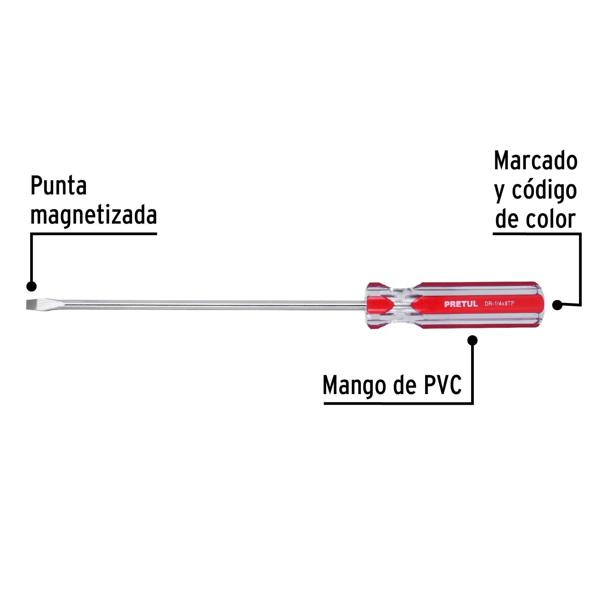 Destornillador De Pala 1/4" X 8" Mango De Pvc - Imagen 3