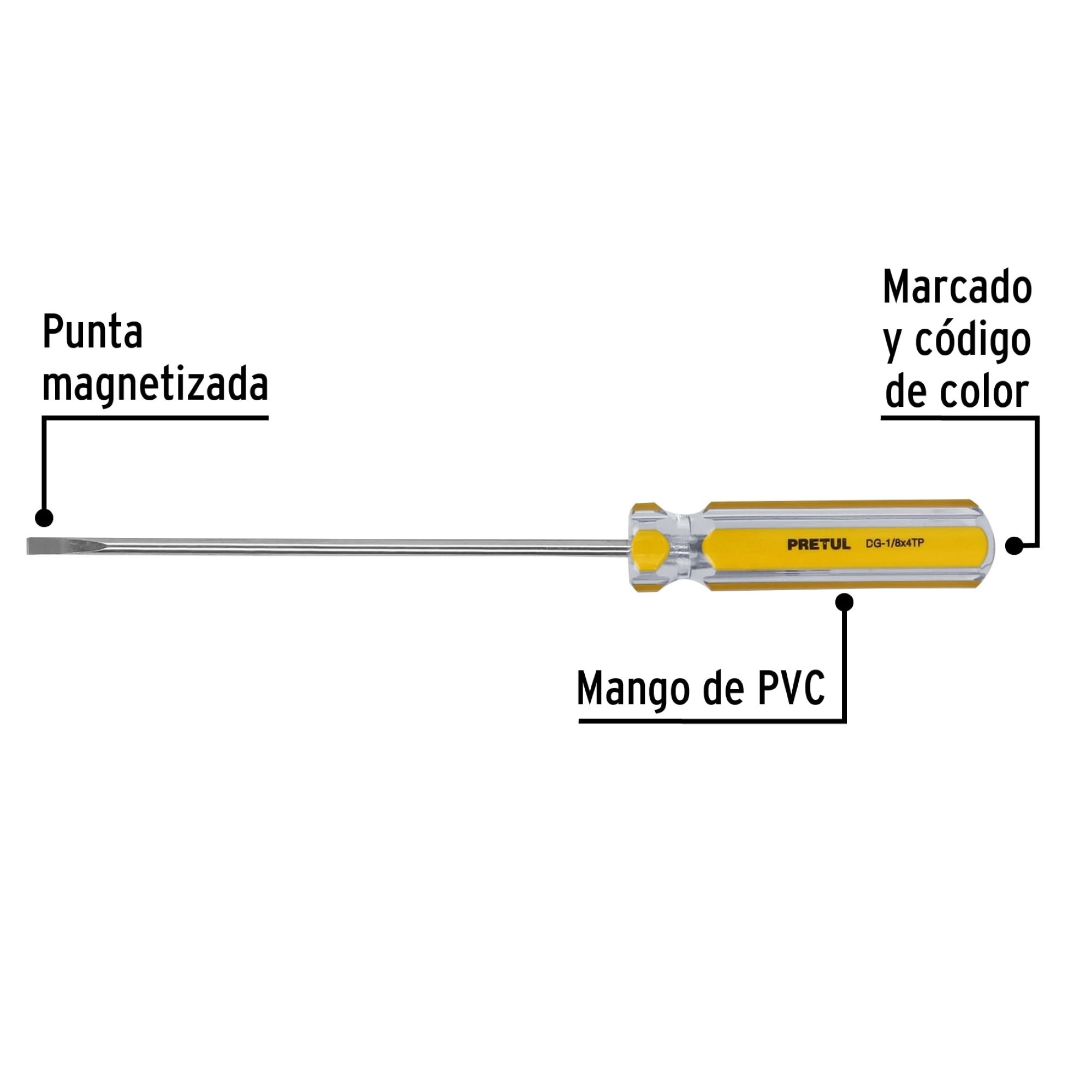 Destornillador De Gabinete 1/8" X 4" Mango De Pvc - Imagen 3