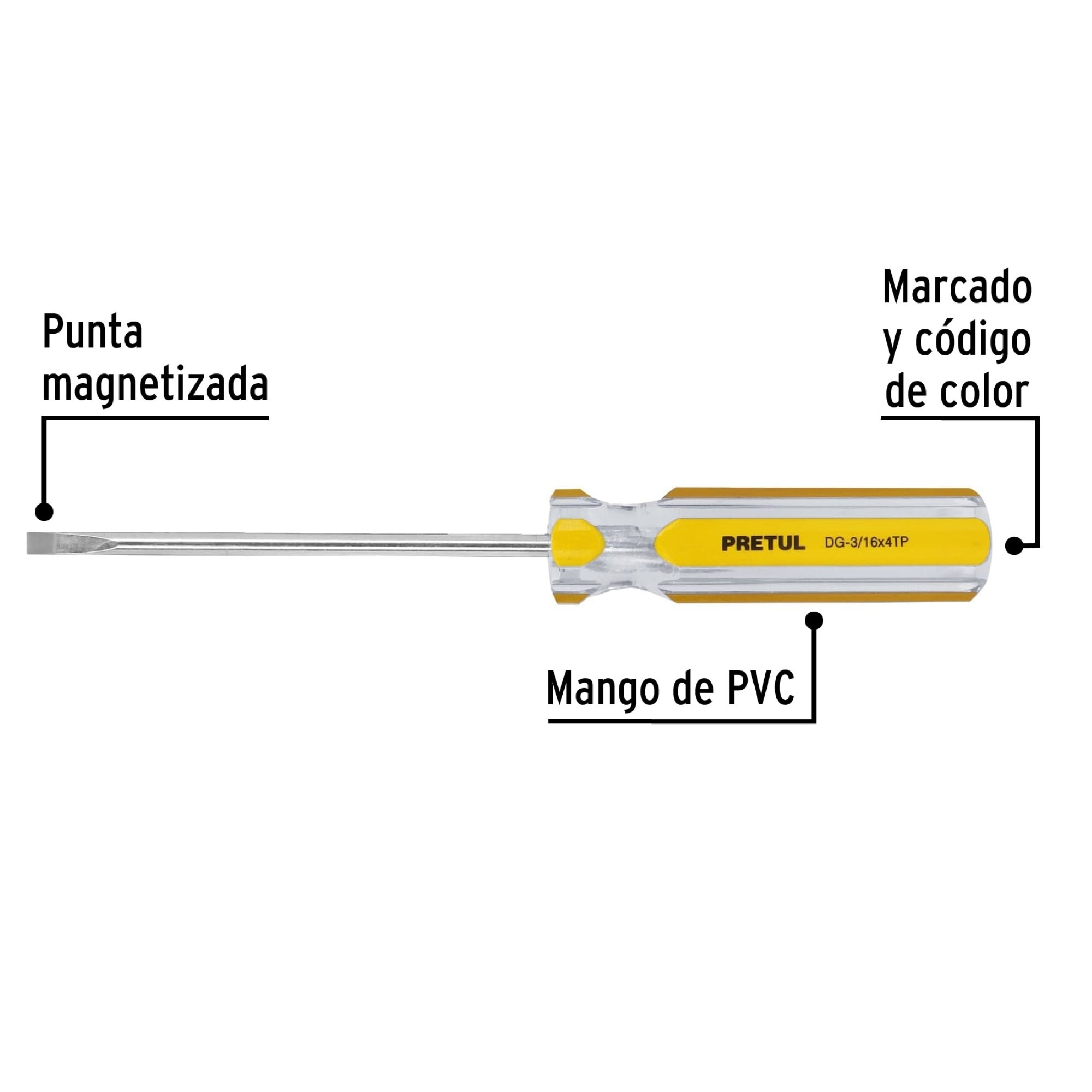 Destornillador De Gabinete 3/16" X 4" Mango De Pvc - Imagen 3