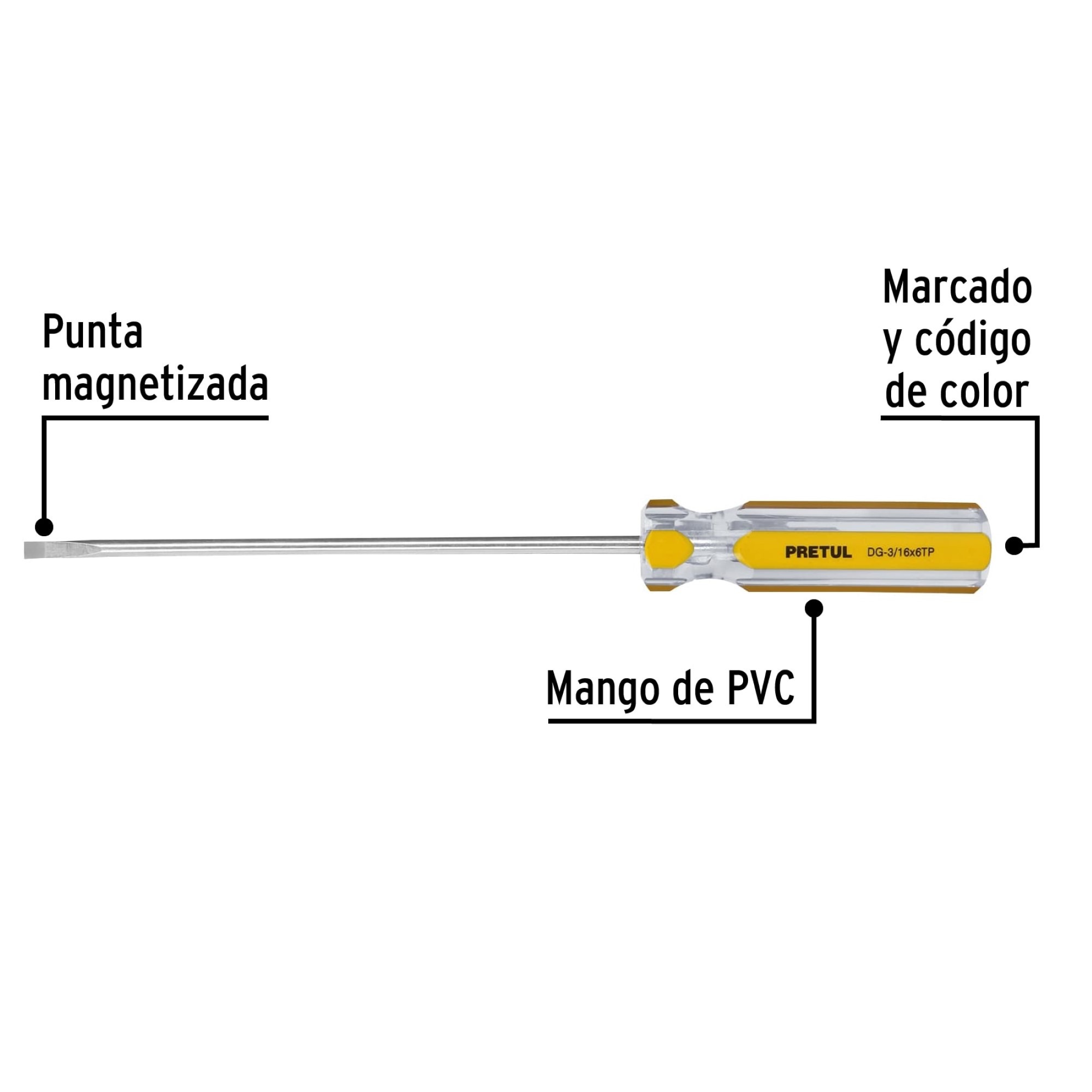 Destornillador De Gabinete 3/16" X 6" Mango De Pvc - Imagen 3