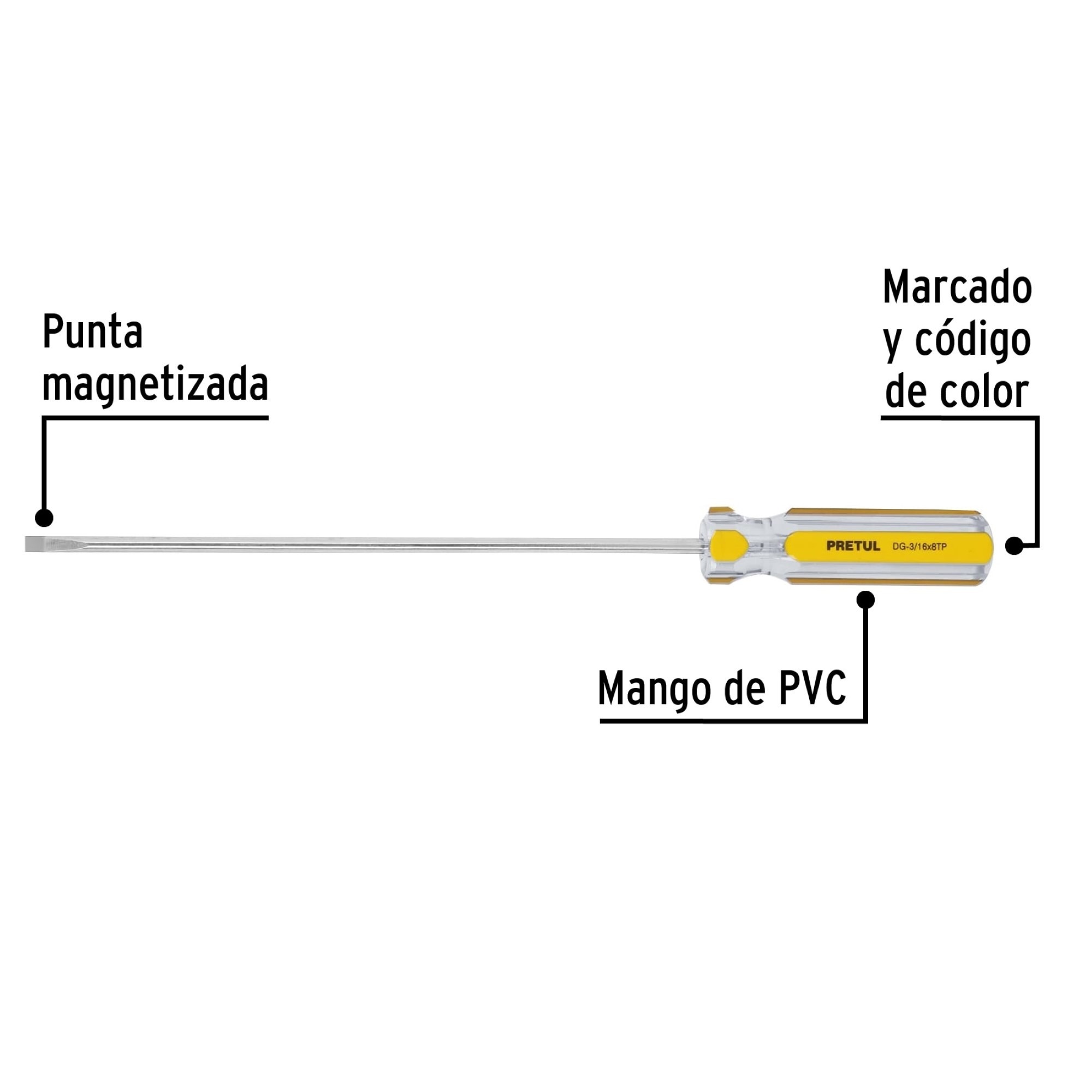 Destornillador De Gabinete 3/16" X 8" Mango De Pvc - Imagen 3