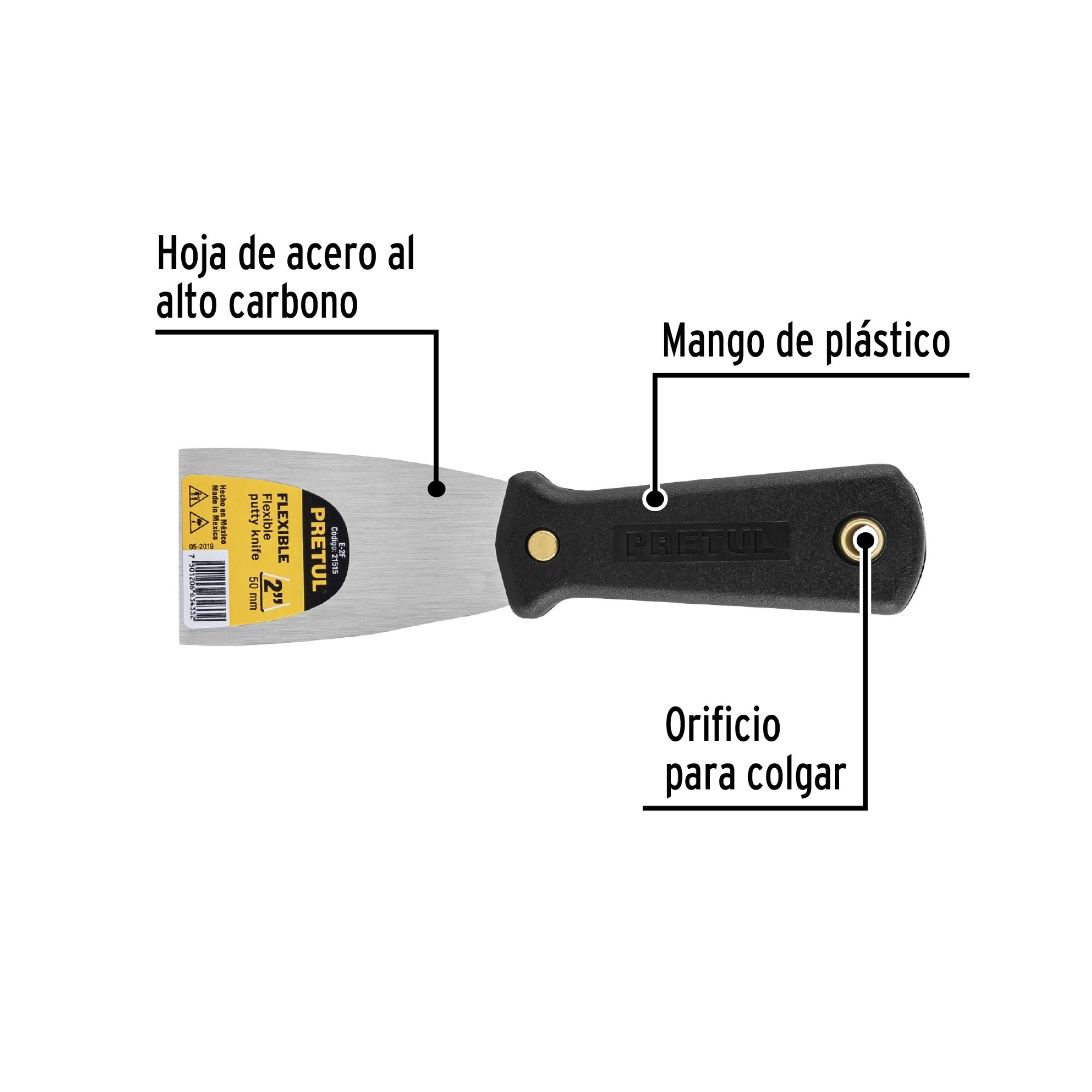 Espátula Flexible De 5 cm Mango De Polipropileno - Imagen 2