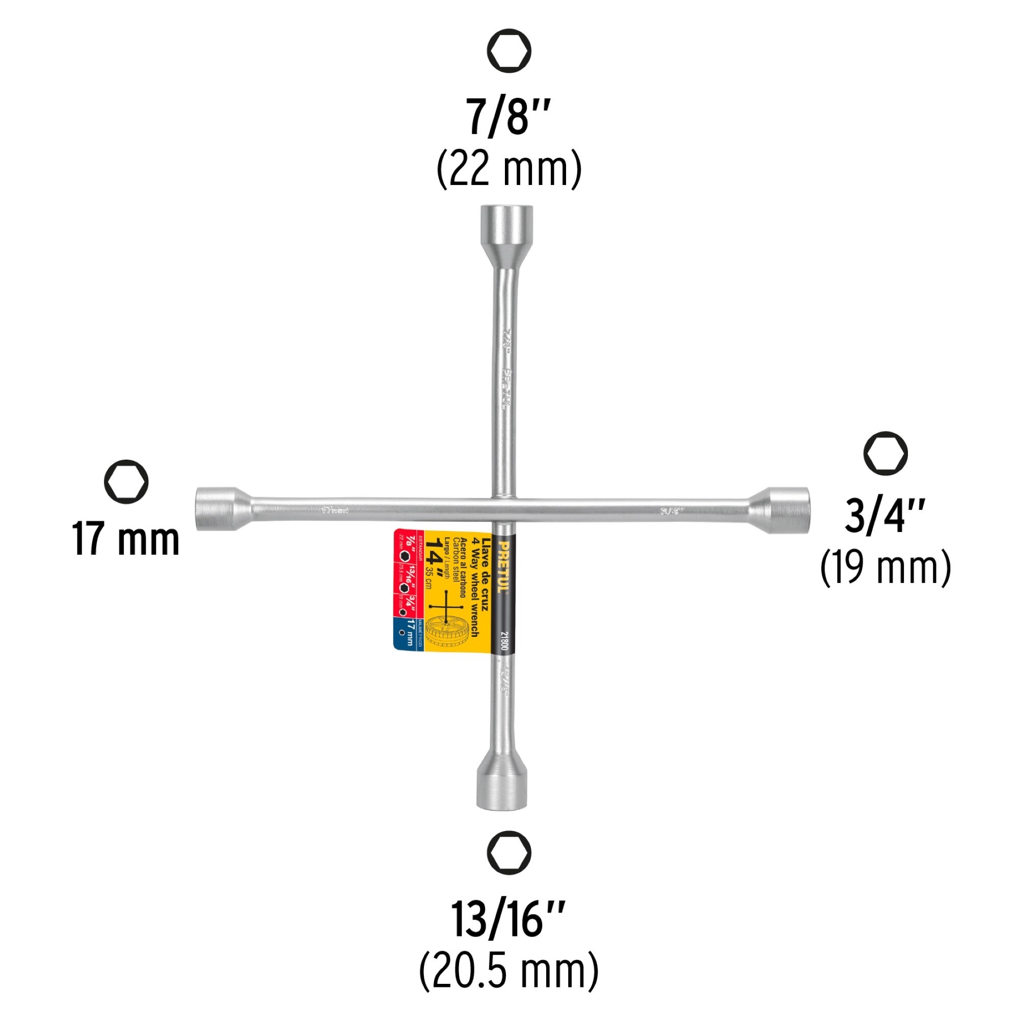 Cruceta Galvanizada. Copas De 17 mm. 3/4". 13/16" Y 7/8" - Imagen 2