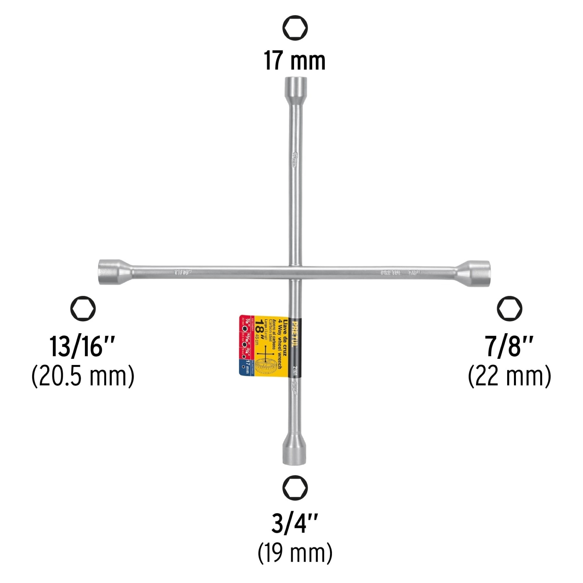 Cruceta Galvanizada. Copas de 17 mm. 3/4". 13/16" y 7/8" - Imagen 2