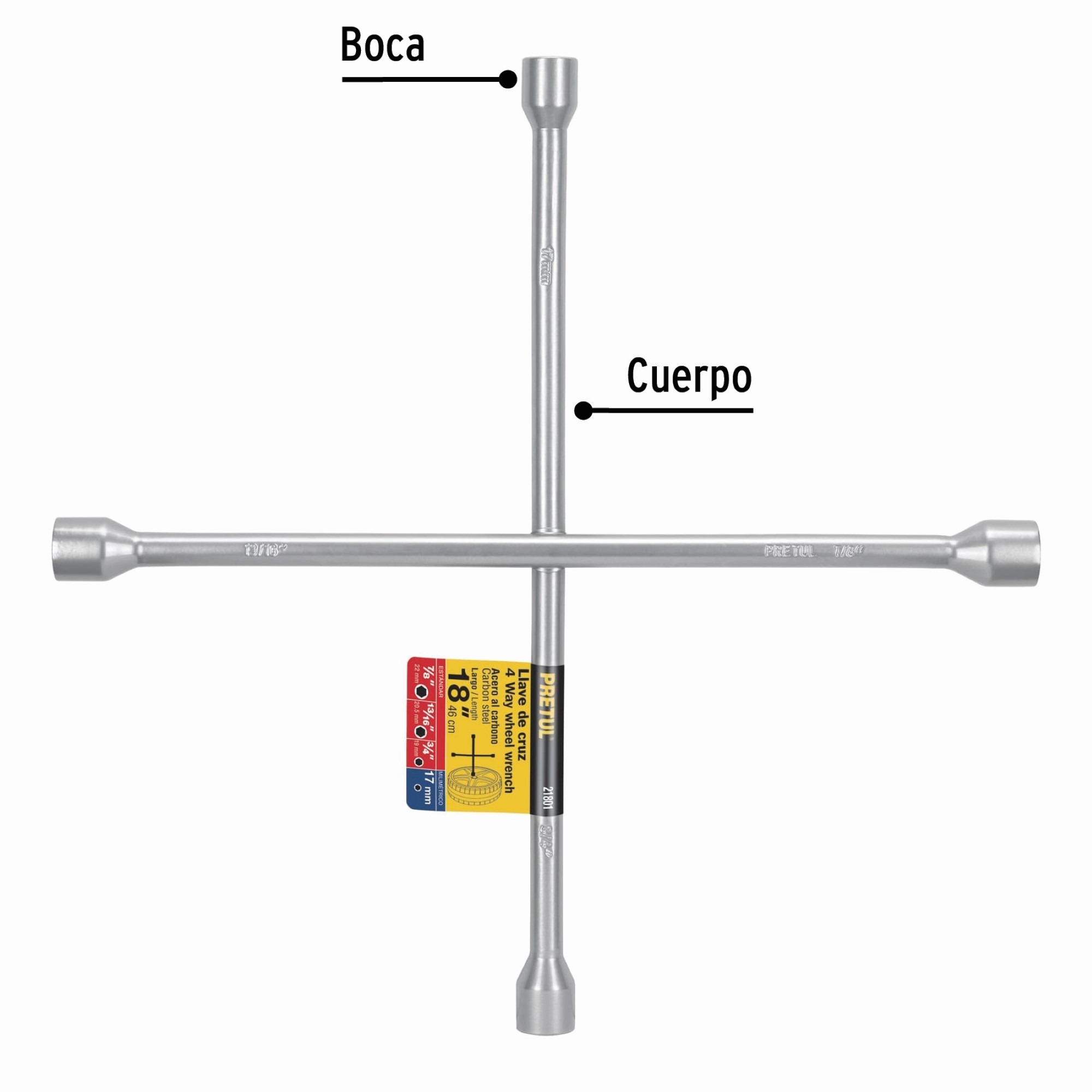 Cruceta Galvanizada. Copas de 17 mm. 3/4". 13/16" y 7/8" - Imagen 3