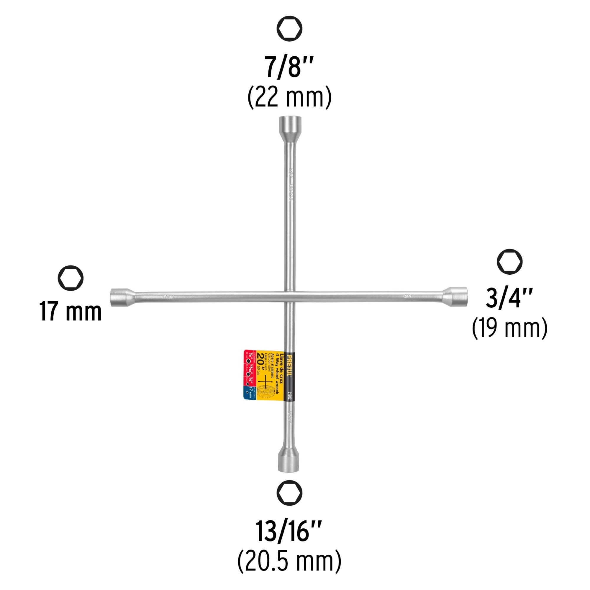 Cruceta Galvanizada Con Copas de 17 mm - 3/4". 13/16" y 7/8" - Imagen 2
