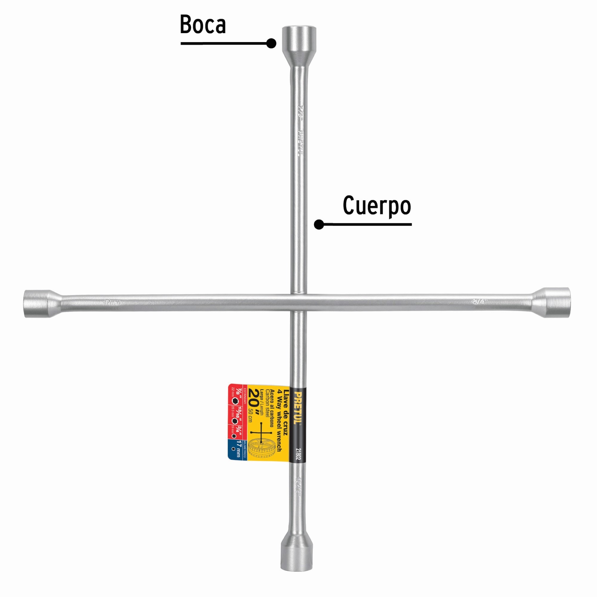 Cruceta Galvanizada Con Copas de 17 mm - 3/4". 13/16" y 7/8" - Imagen 3