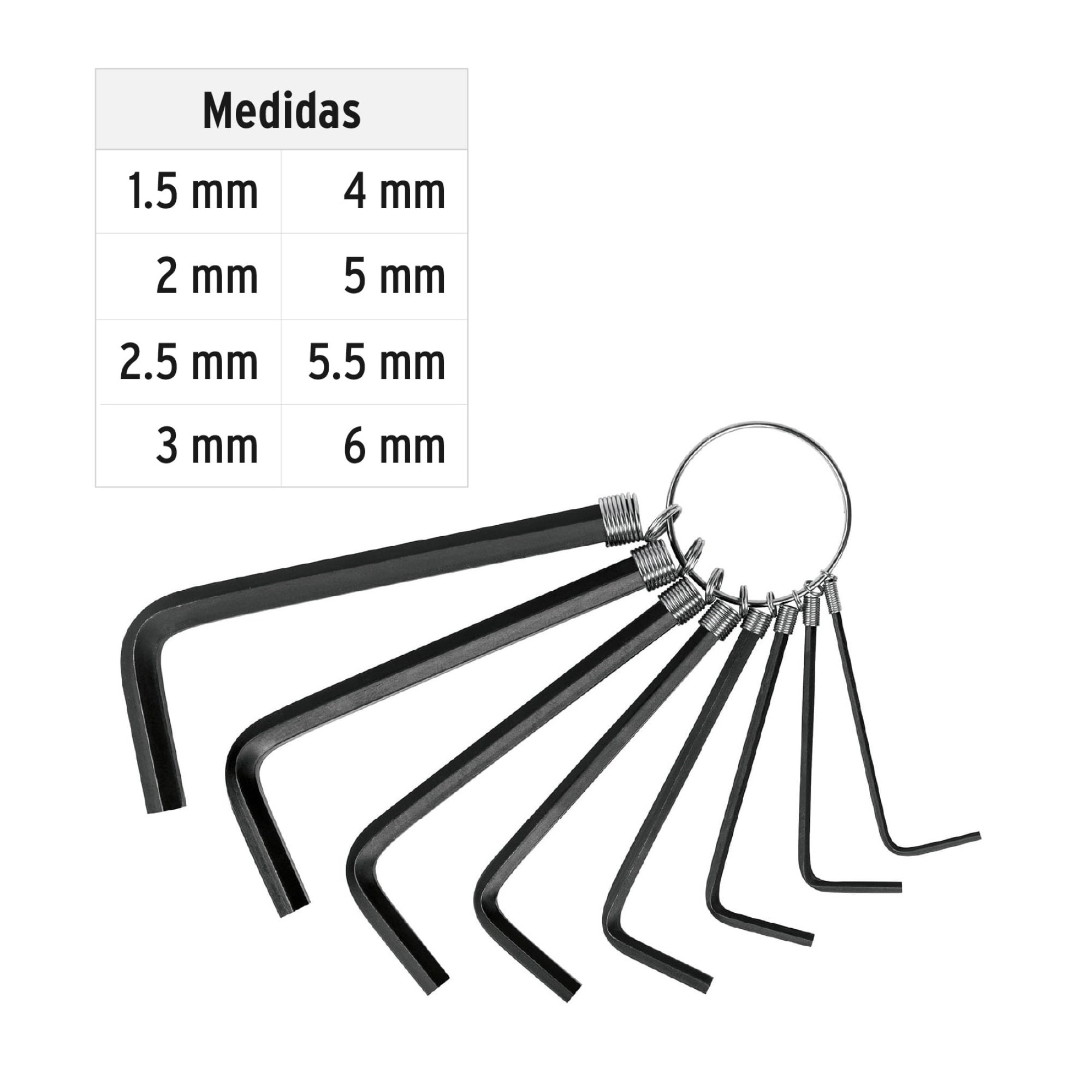 Juego De 8 Llaves Bristol Métricas. Tipo Llavero - Imagen 4