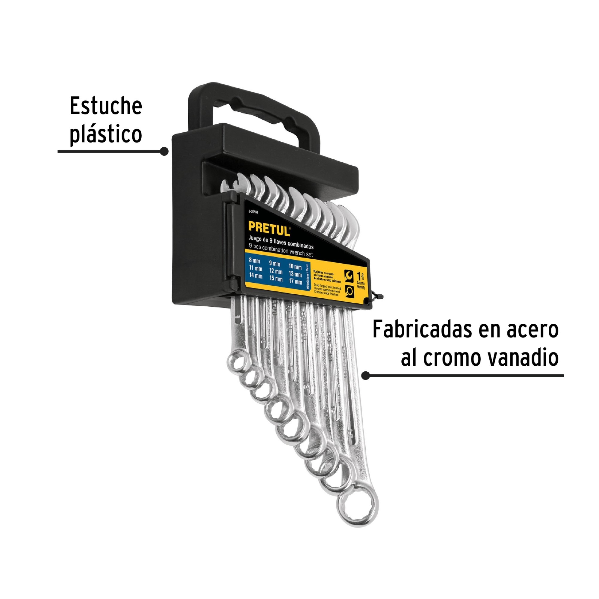 Juego De 9 Llaves Mixtas Con Estuche Desde 8 mm Hasta 17 mm - Imagen 2