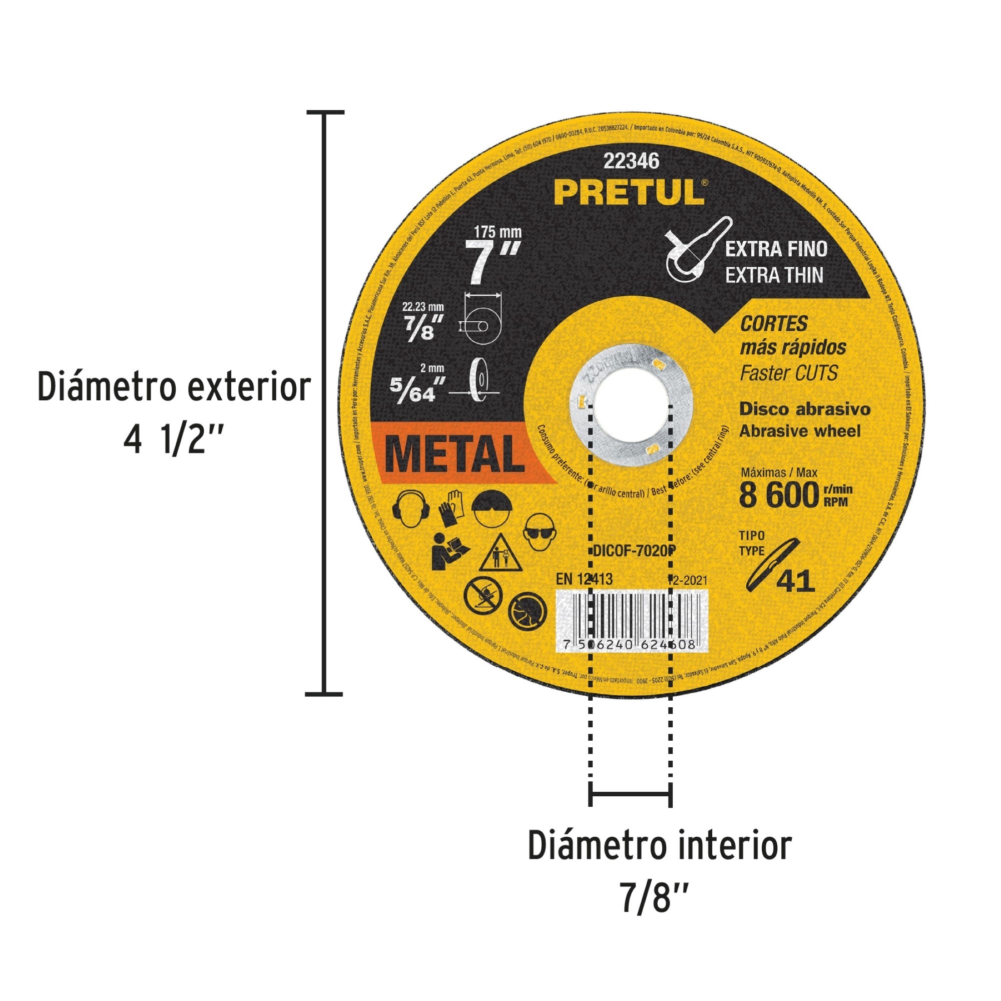 Disco Corte Extrafino De Metal De 7". Uso General - Imagen 3