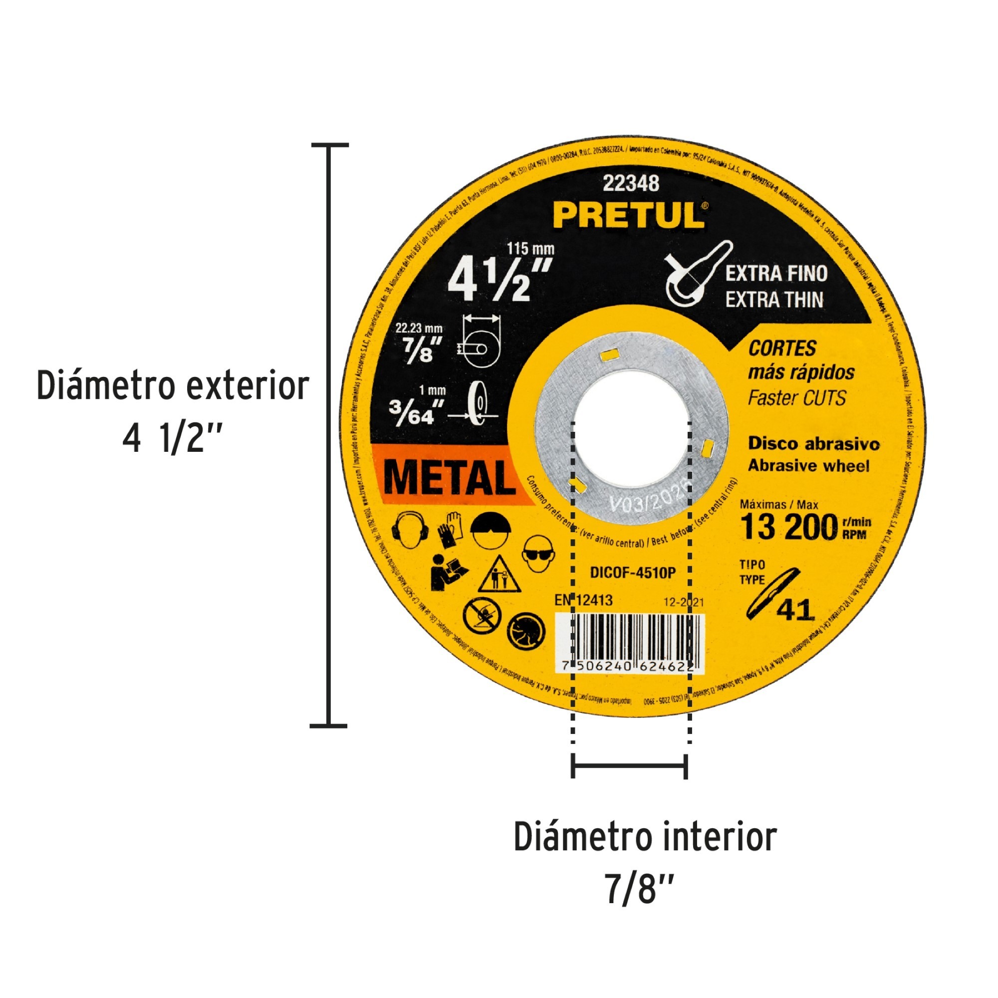 Disco Corte Extrafino De Metal De 4.1/2". Uso General - Imagen 4