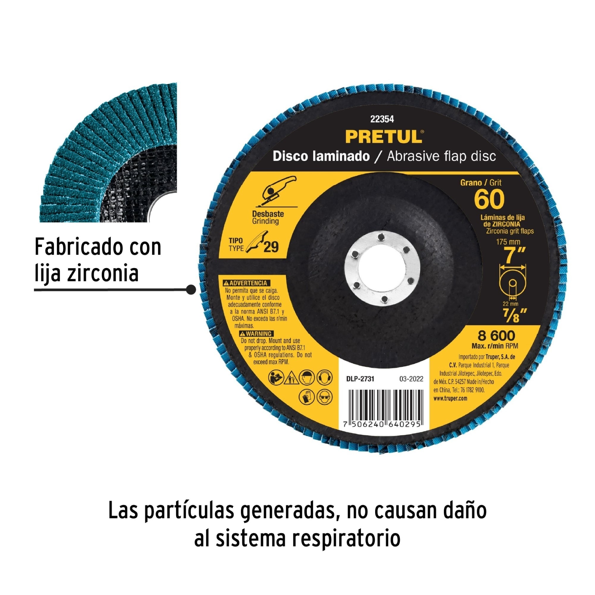 Disco Laminado Flap De 7". Centro 7/8". Grano 60 - Imagen 3
