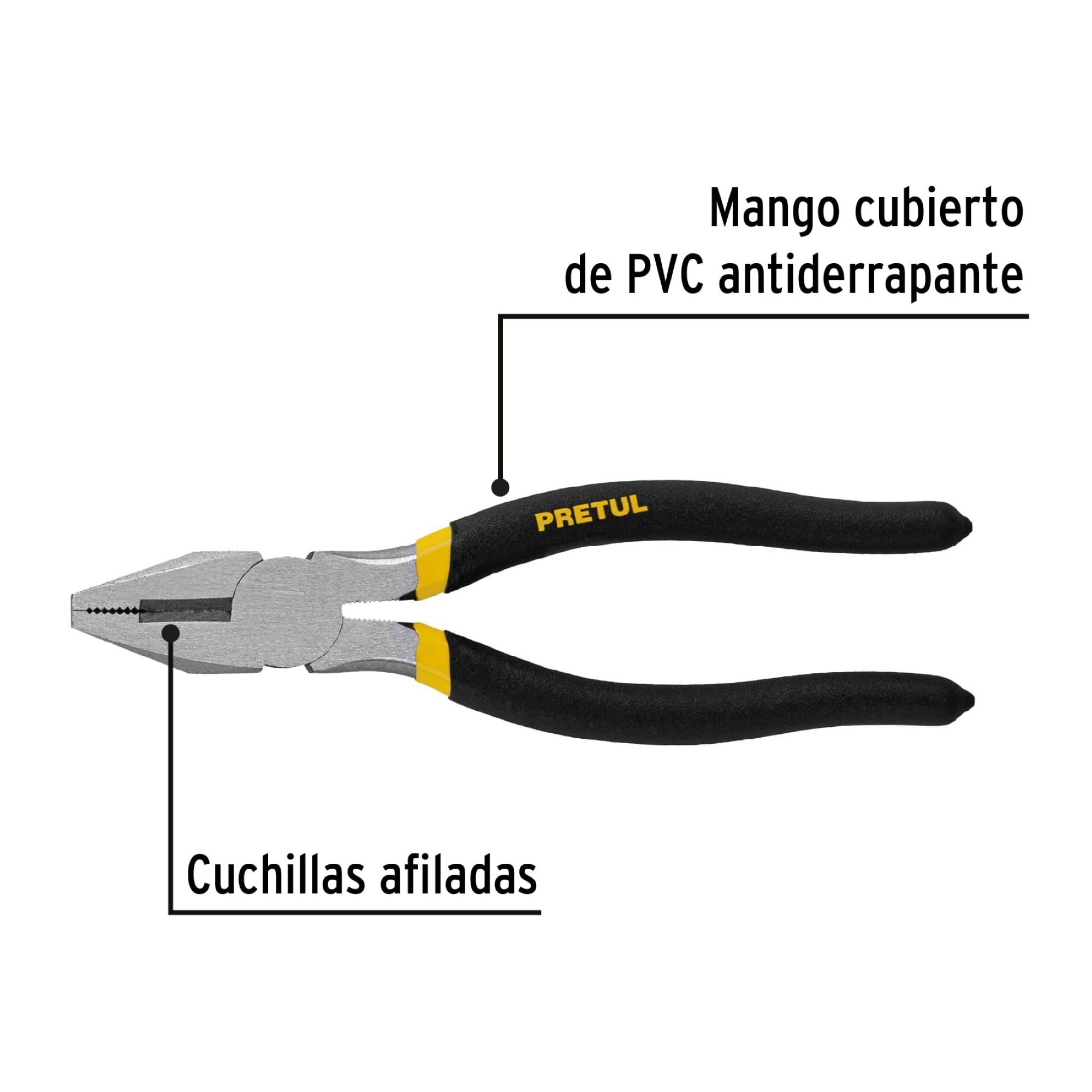 Alicate De Electricista De 7" Ligero Mango De Pvc - Imagen 2