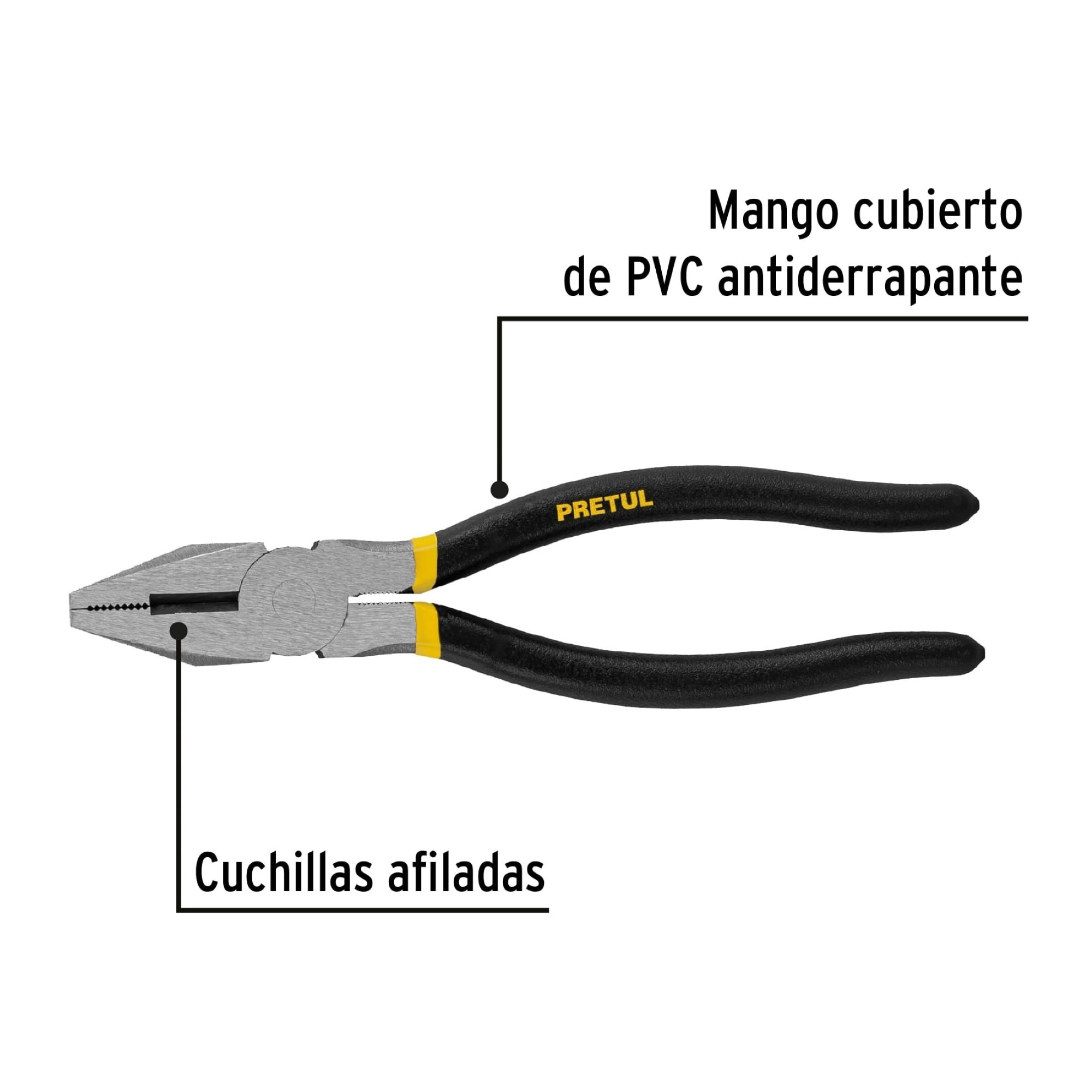 Alicate De Electricista De 8" Ligero Mango De Pvc - Imagen 3