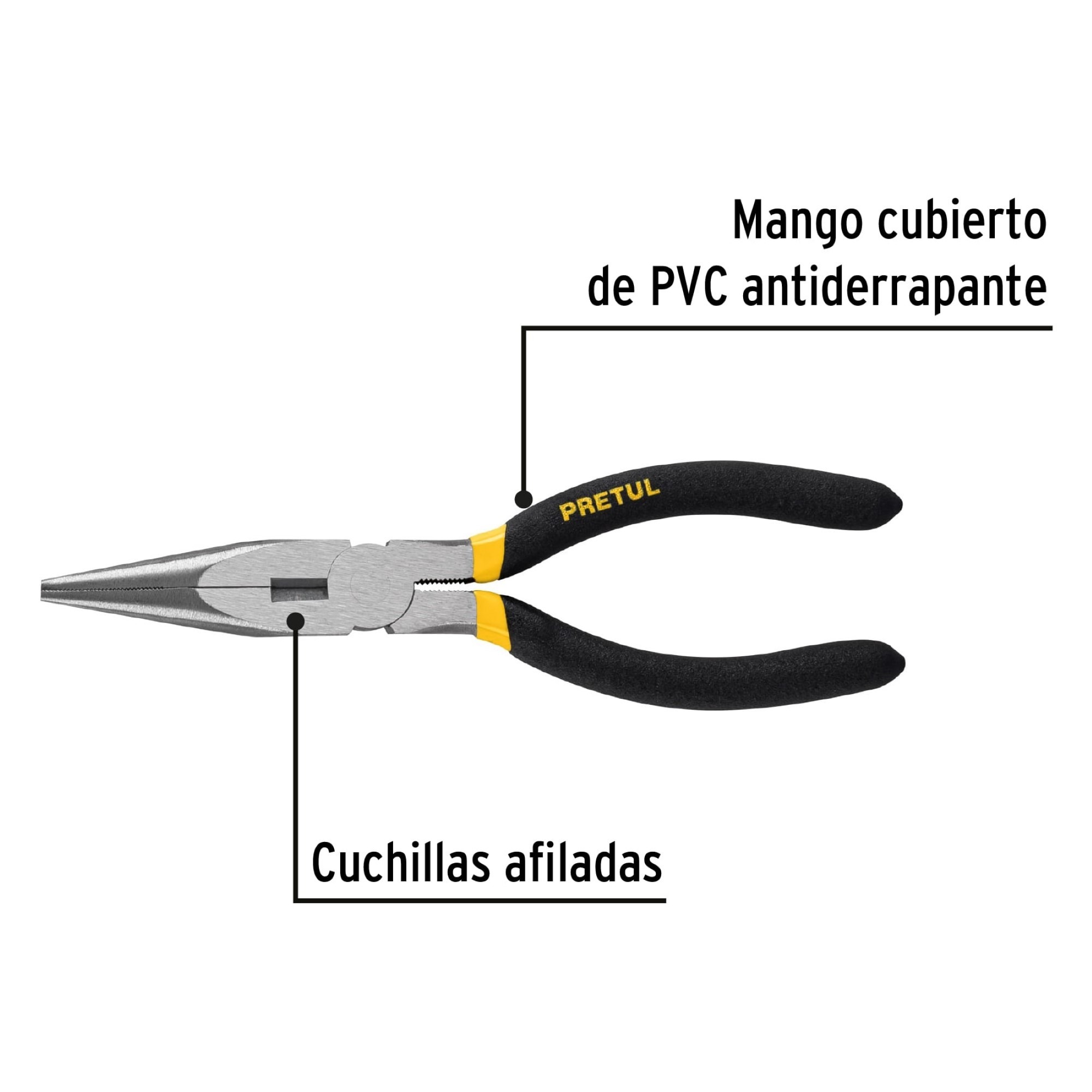 Alicate De Punta Larga De 7" Mango Cubierto De Pvc - Imagen 3