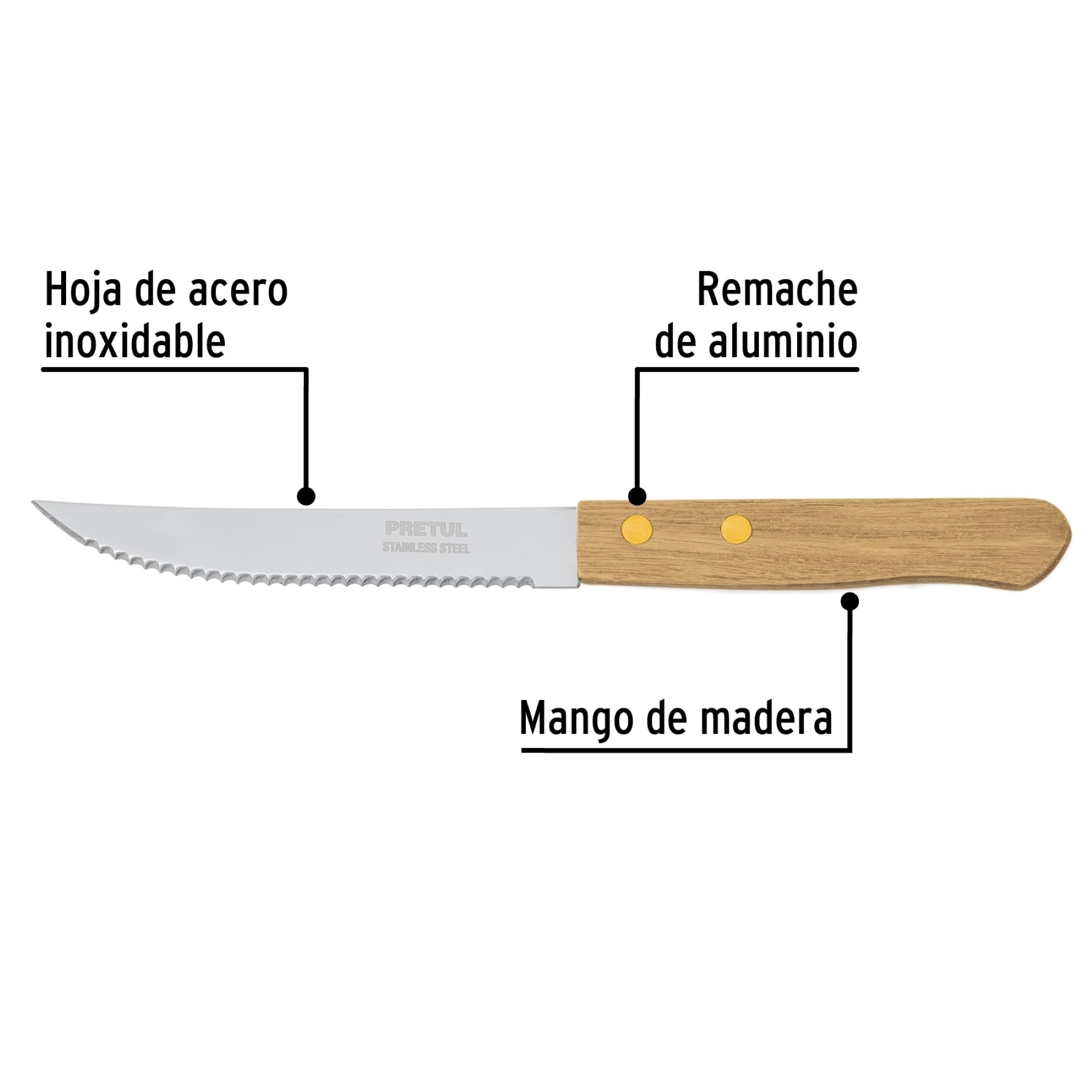 Cuchillo Sierra De 5" Con Mango De Madera - Imagen 3