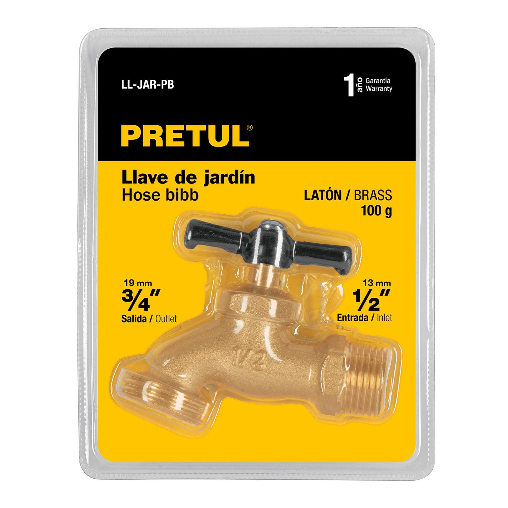 Llave De Agua De 1/2" Con Rosca Para Jardín Latón 100 Gr