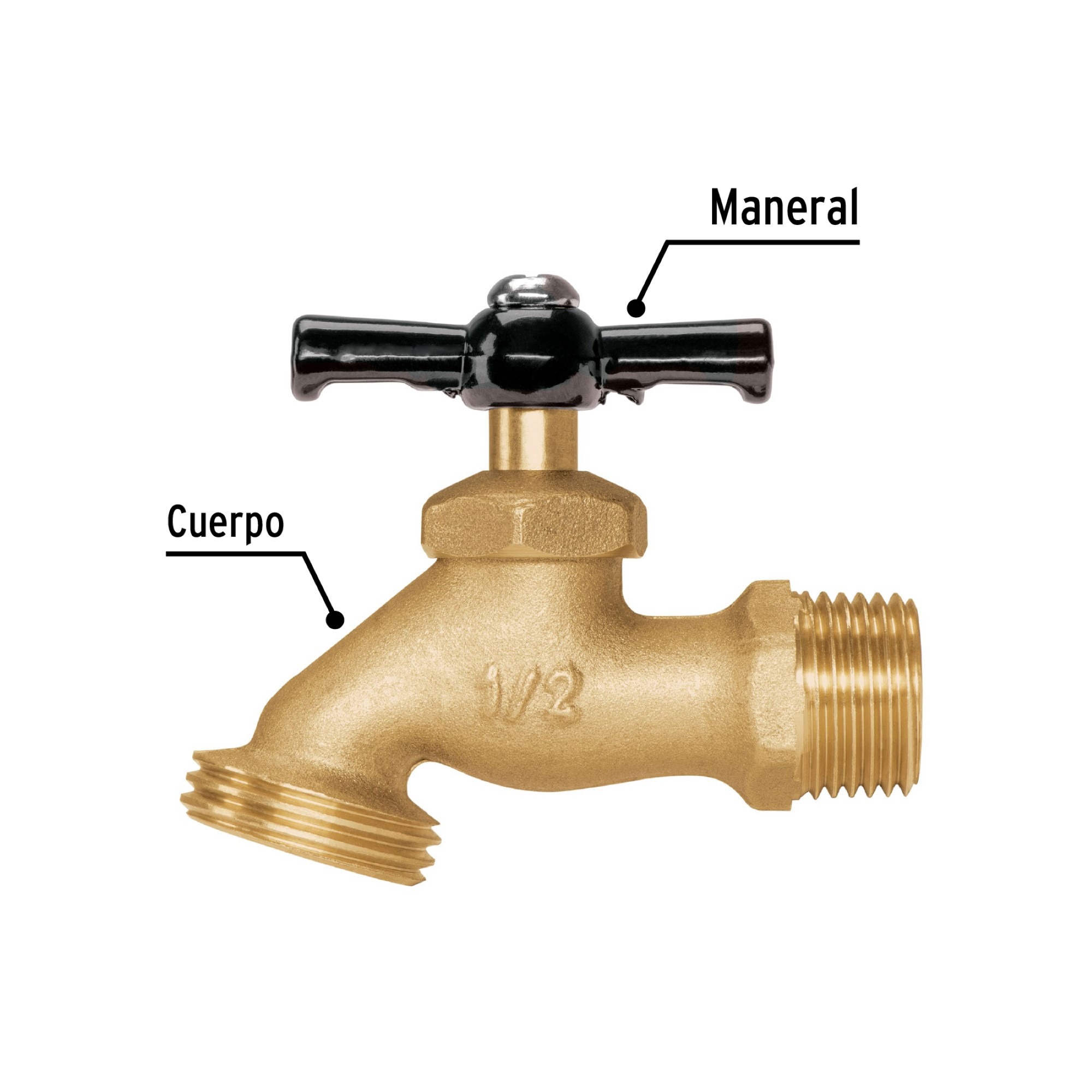 Llave De Agua De 1/2" Con Rosca Para Jardín Latón 100 Gr - Imagen 3