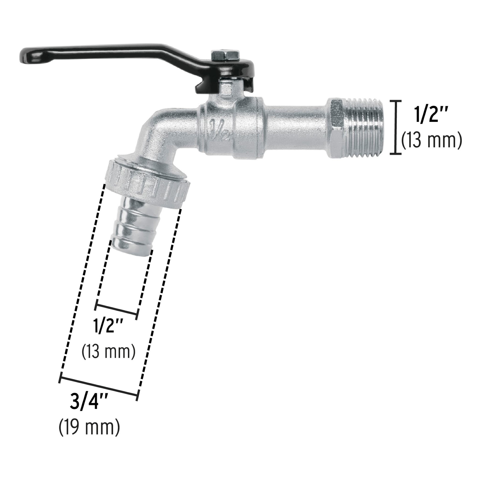 Llave De Agua De 1/2" Zamac Con Valvula De Paso Para Jardín - Imagen 2