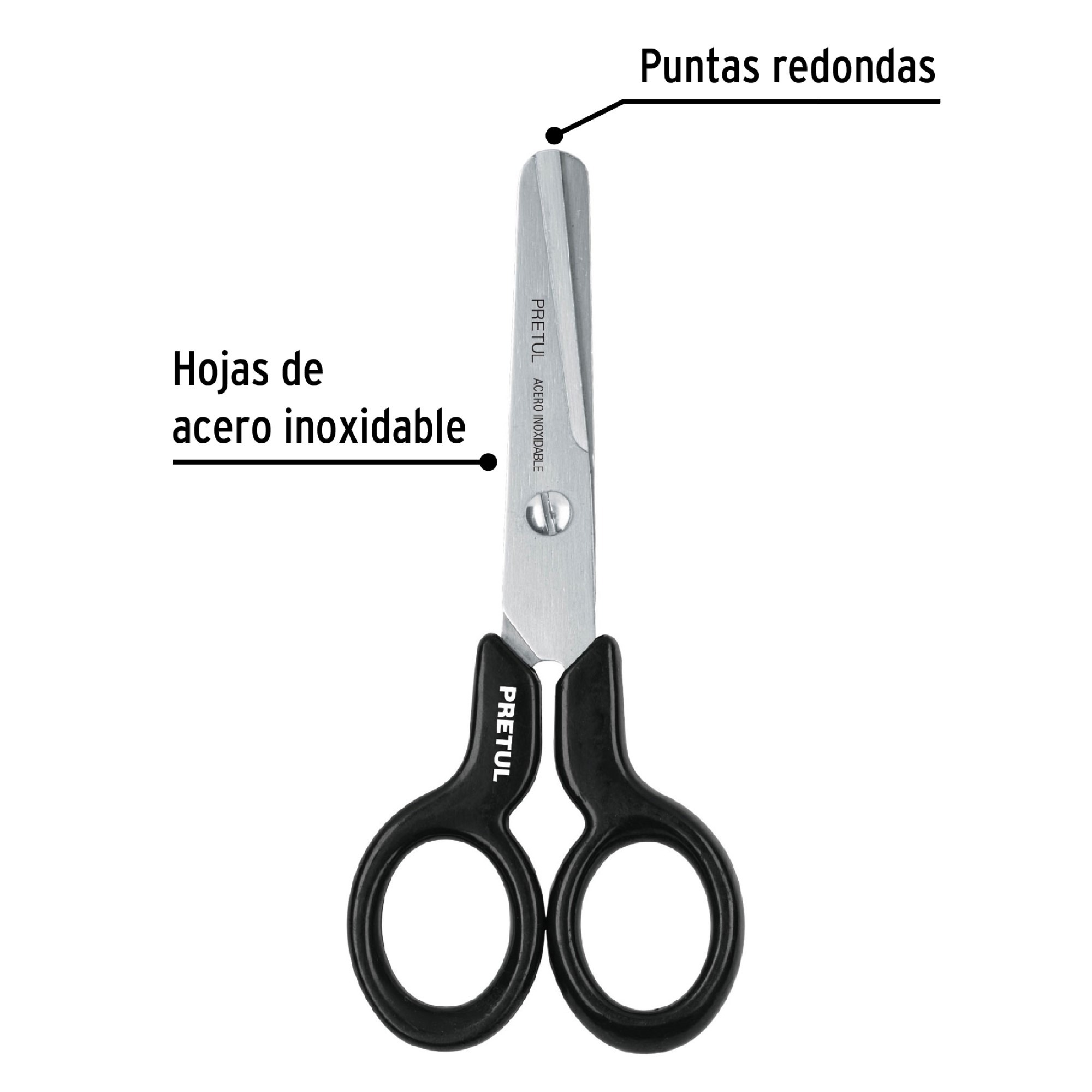 Tijeras Punta Redonda De 11 cm En Acero Inoxidable Para Niño - Imagen 3