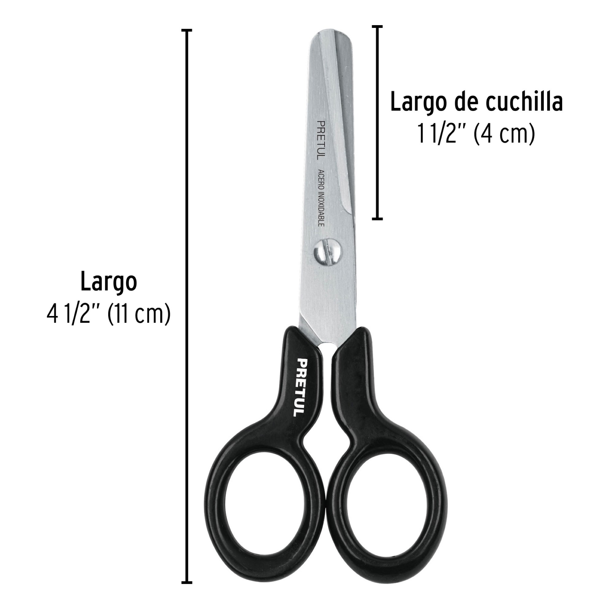 Tijeras Punta Redonda De 11 cm En Acero Inoxidable Para Niño - Imagen 4