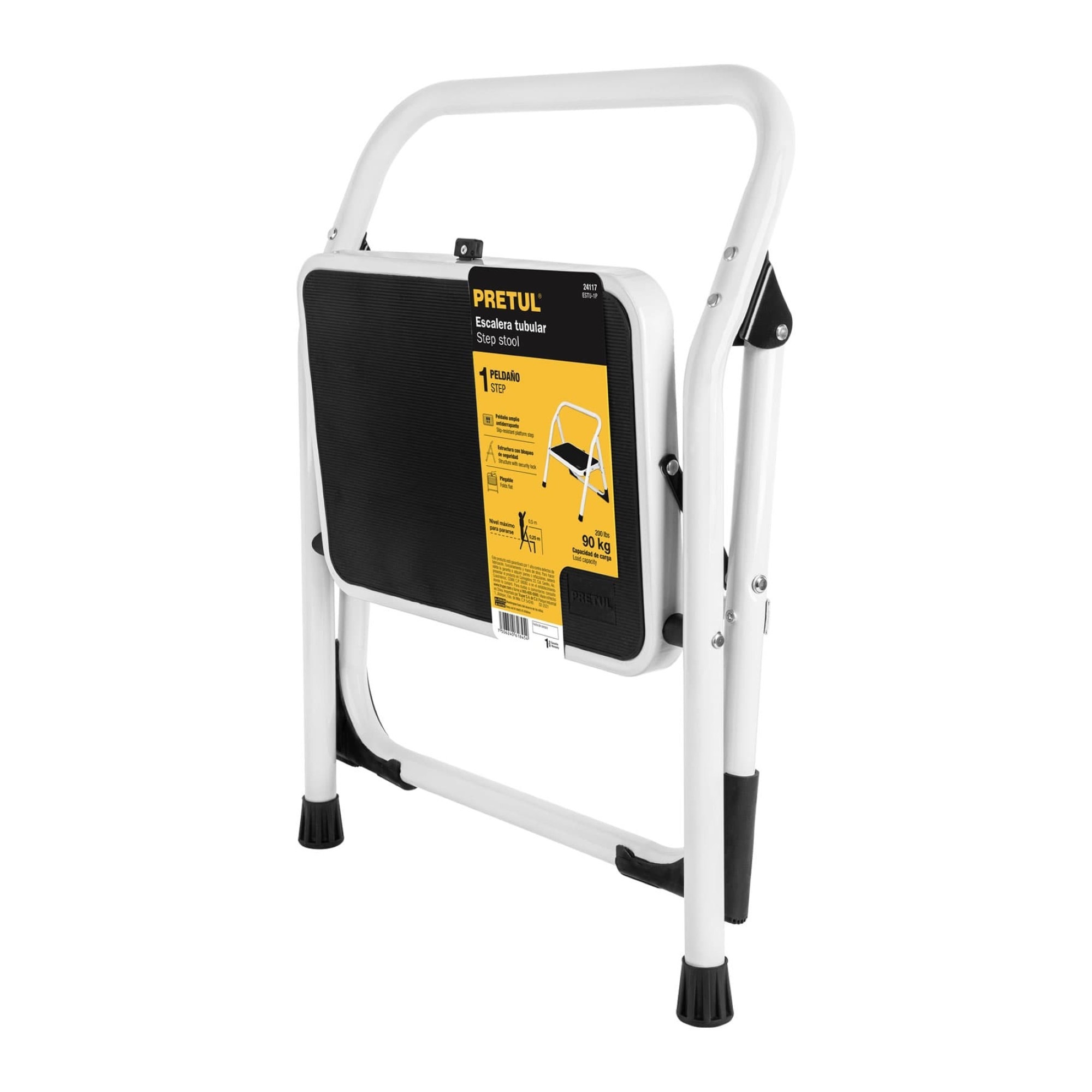 Escalera Tubular Acero Plegable 1 Peldaño Antidesliz 150 kg - Imagen 2
