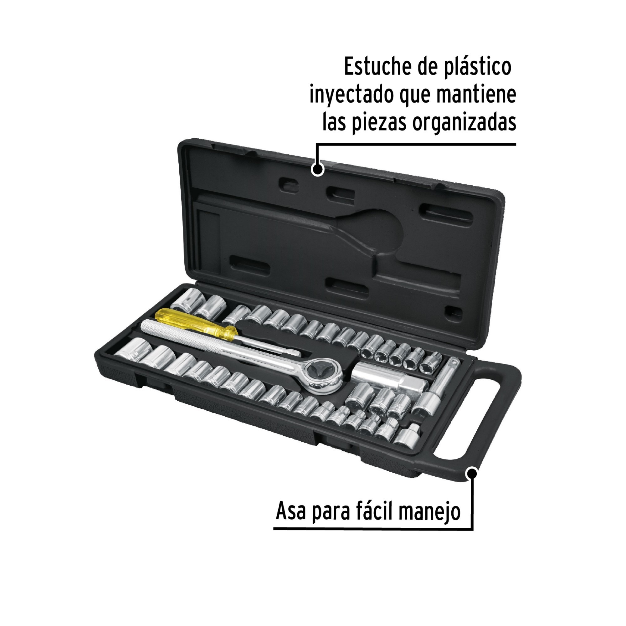 Juego De Copas Y Ratchet 39 Piezas Cuadrante 1/4" Y 3/8" - Imagen 8